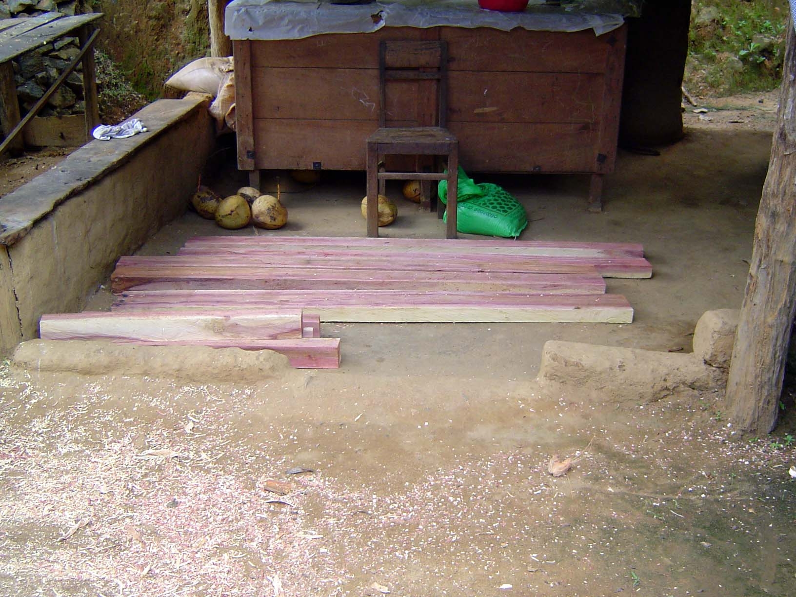 Freshly sawn timber.