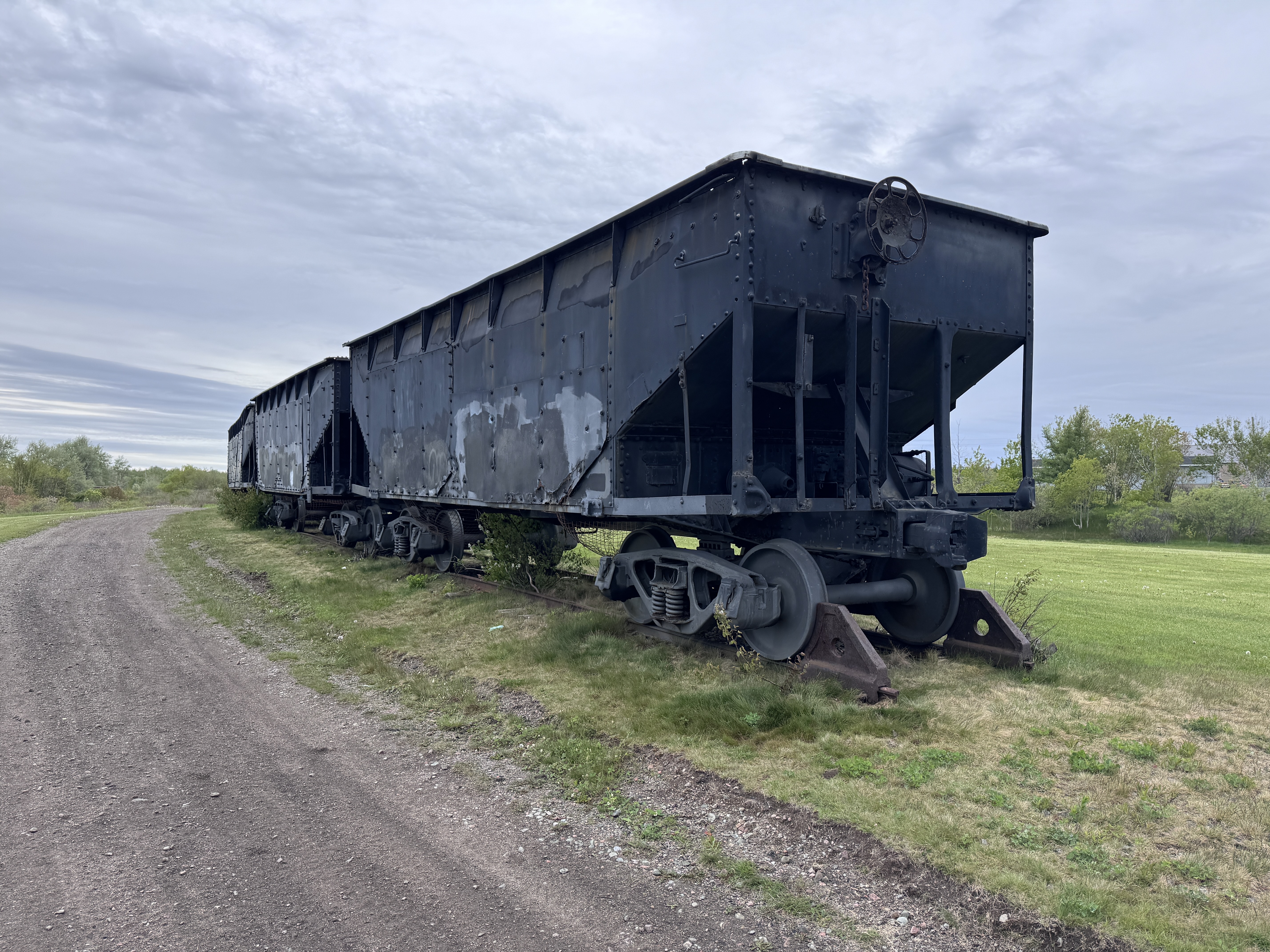 I complain about remediation, but a few coal hoppers somehow survive in the park atop Dominion No. 12..