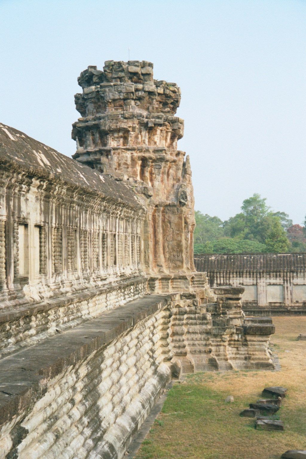 Inside now, and climbing from the first level up to the second. The lotus blossom that once rose from the corner has disappeared, leaving a