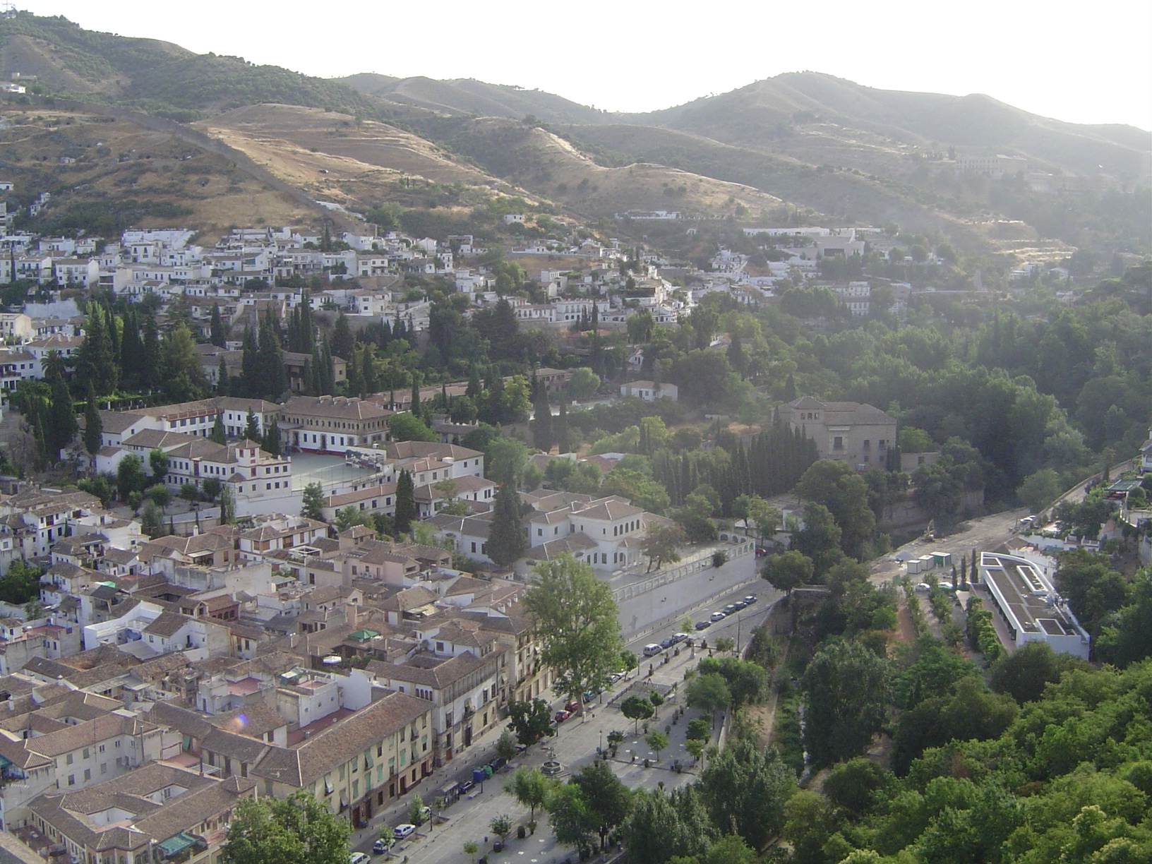 This is the first of three pictures of the view from the Alhambra. Here we look down the north slope of the ridge toward the district known