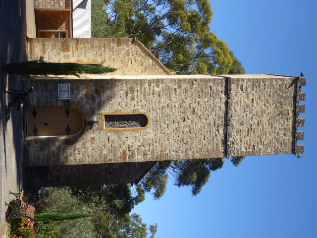 Here's Riverton's Holy Trinity Anglican Church, with a tower that looks ready to withstand an assault.