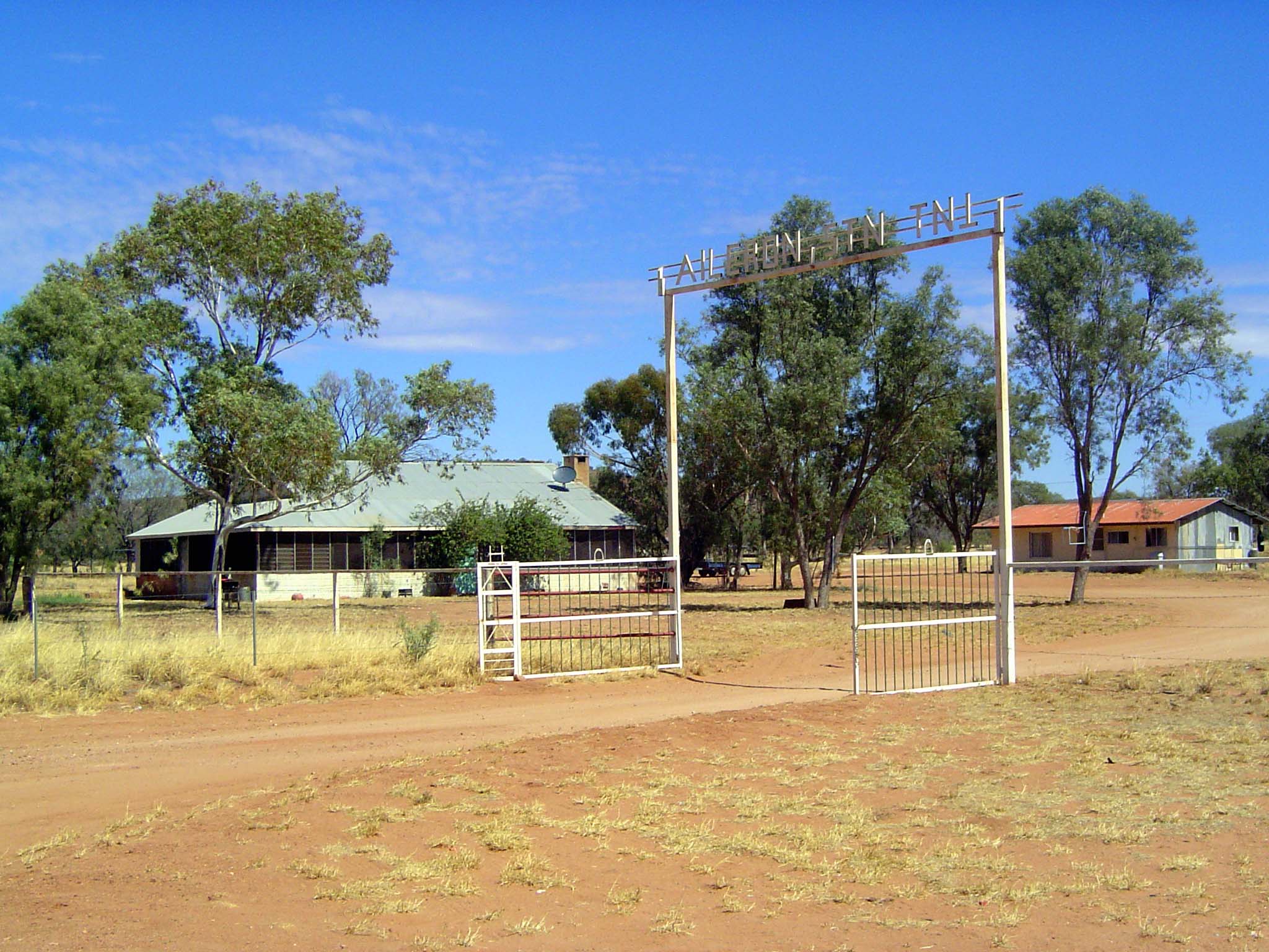 A hundred miles north of Alice, the first dot on the map: Aileron, named for an airplane part. There are various uncertain explanations, but