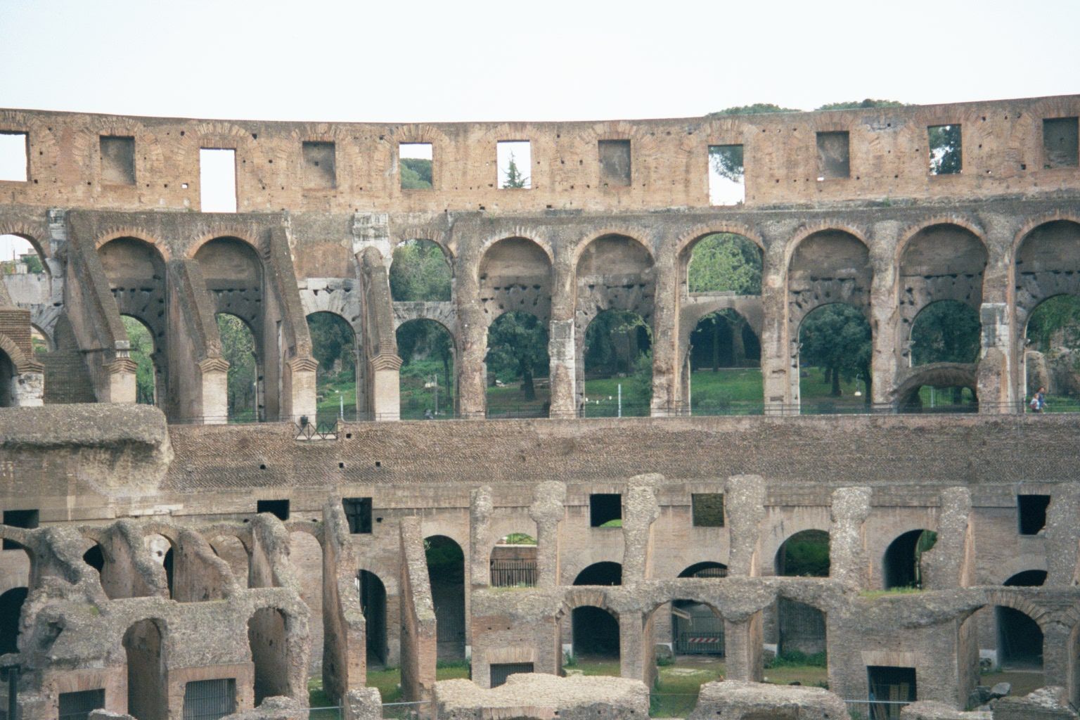 Looking from the inside toward the south: the greenery beyond is the Celian hill, fenced off now but once occupied by the Temple of the Divi