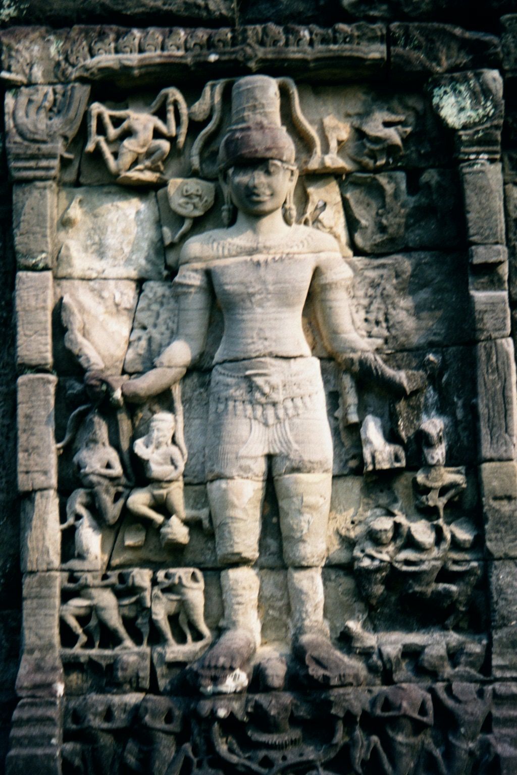 The shrine once had four entrances. Three have been blocked: this is the former south door, now with a representation of Avalokiteshwara.