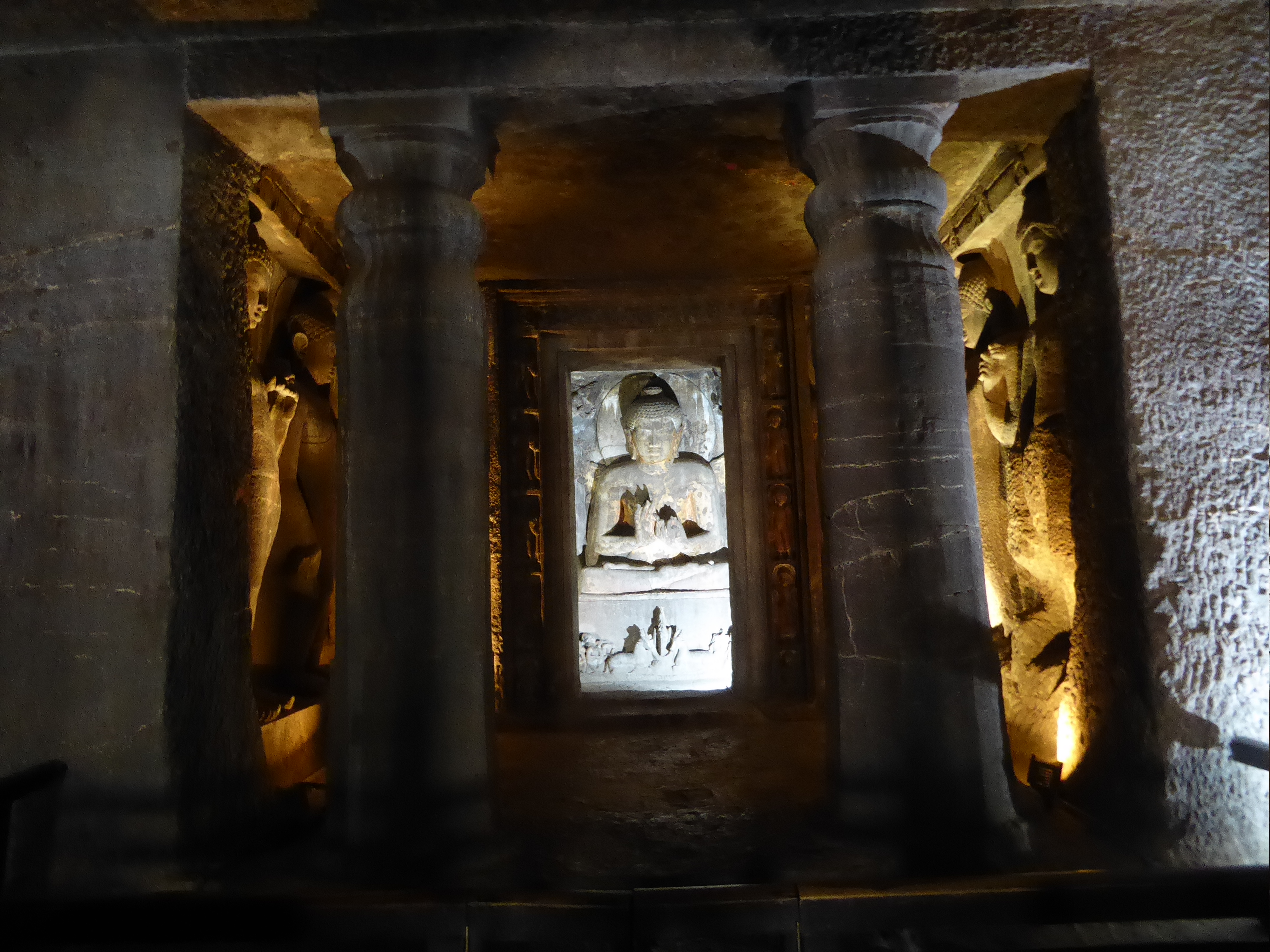 It holds the largest Buddha at Ajanta. How's that for a meaningless fact? Trouble is, guides just exude such trivia.