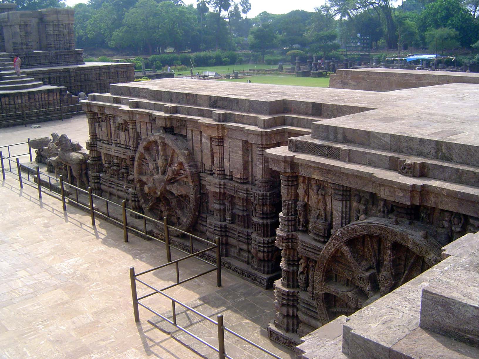 Seven horses pull the temple, which is dedicated to Surya, the sun god. The image is of the cart rising from the sea, now receded about a mi