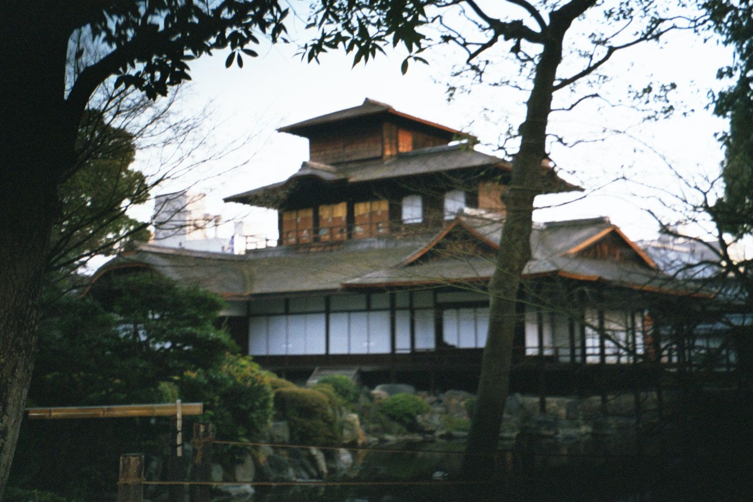 Hiun-kaku, the "pavilion of floating clouds." It's a tea room, moved here in 1615, when the nearby Fushimi Castle was destroyed.