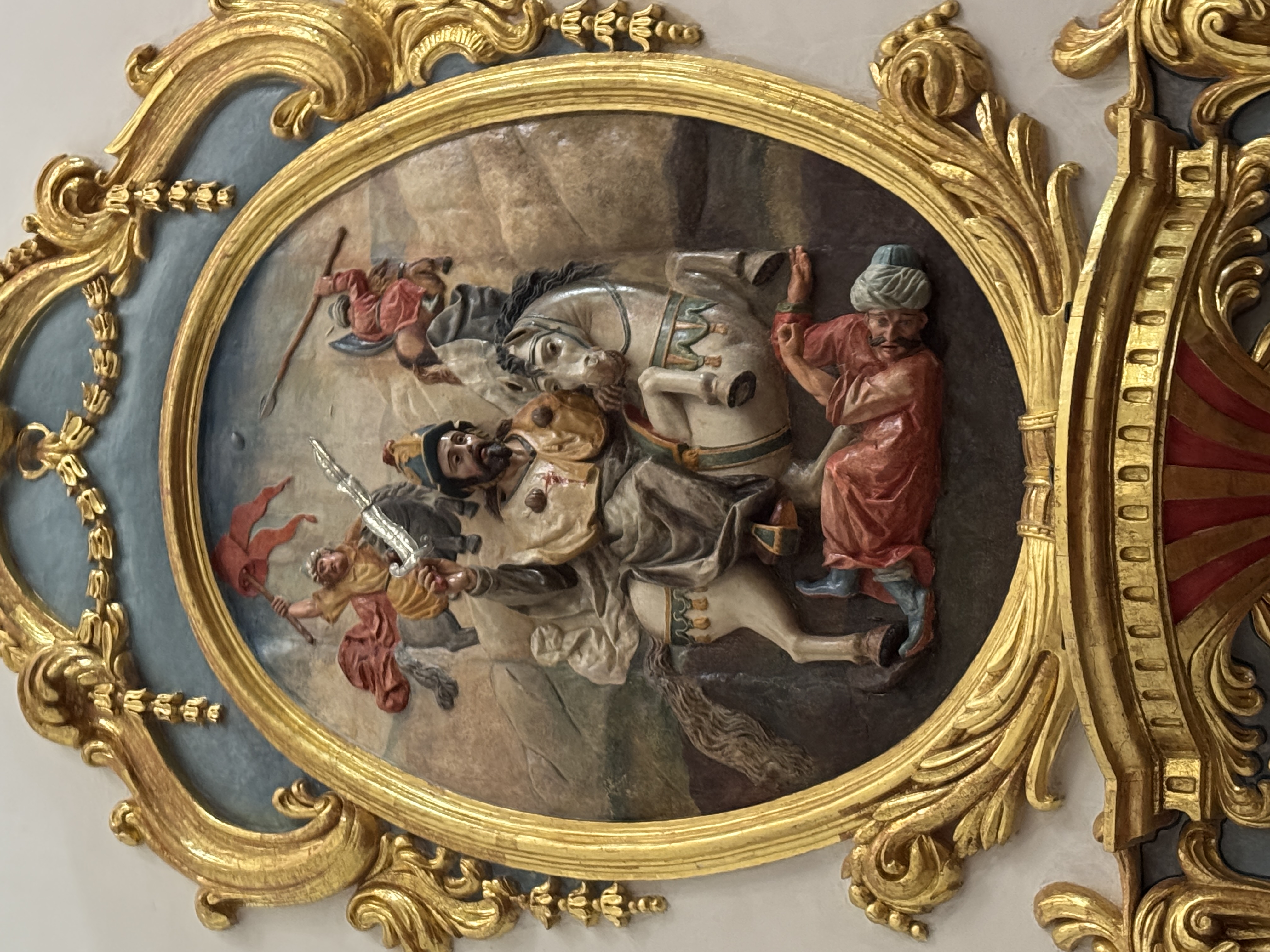 A few bits are old, like this medallion of Santiago Matamoros going about his regular chores, butchering Muslims.