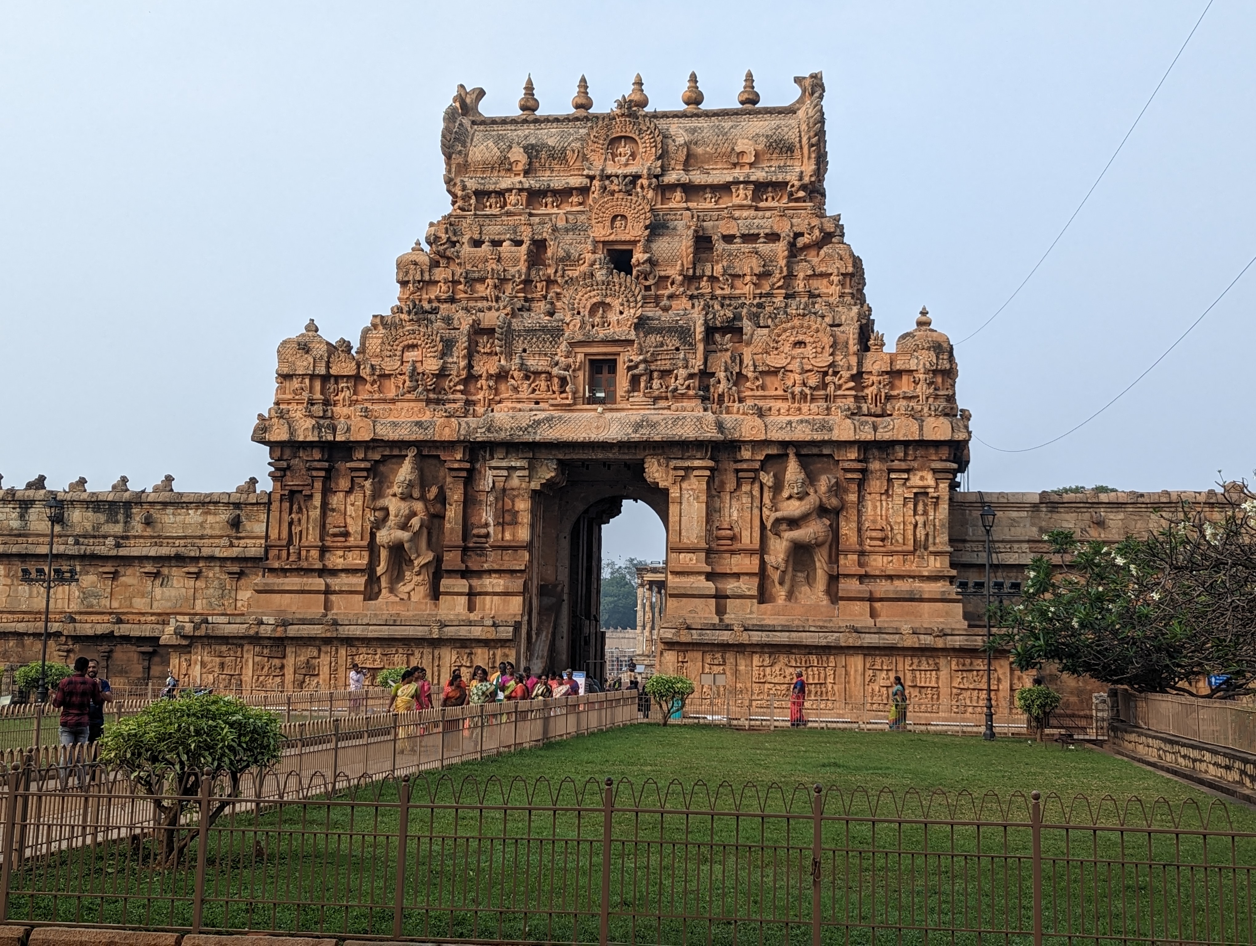 Here's the second gopuram.  I can't get over the anachronistic lawn, proof that the Archaeological Survey of India is here.   I am very appr
