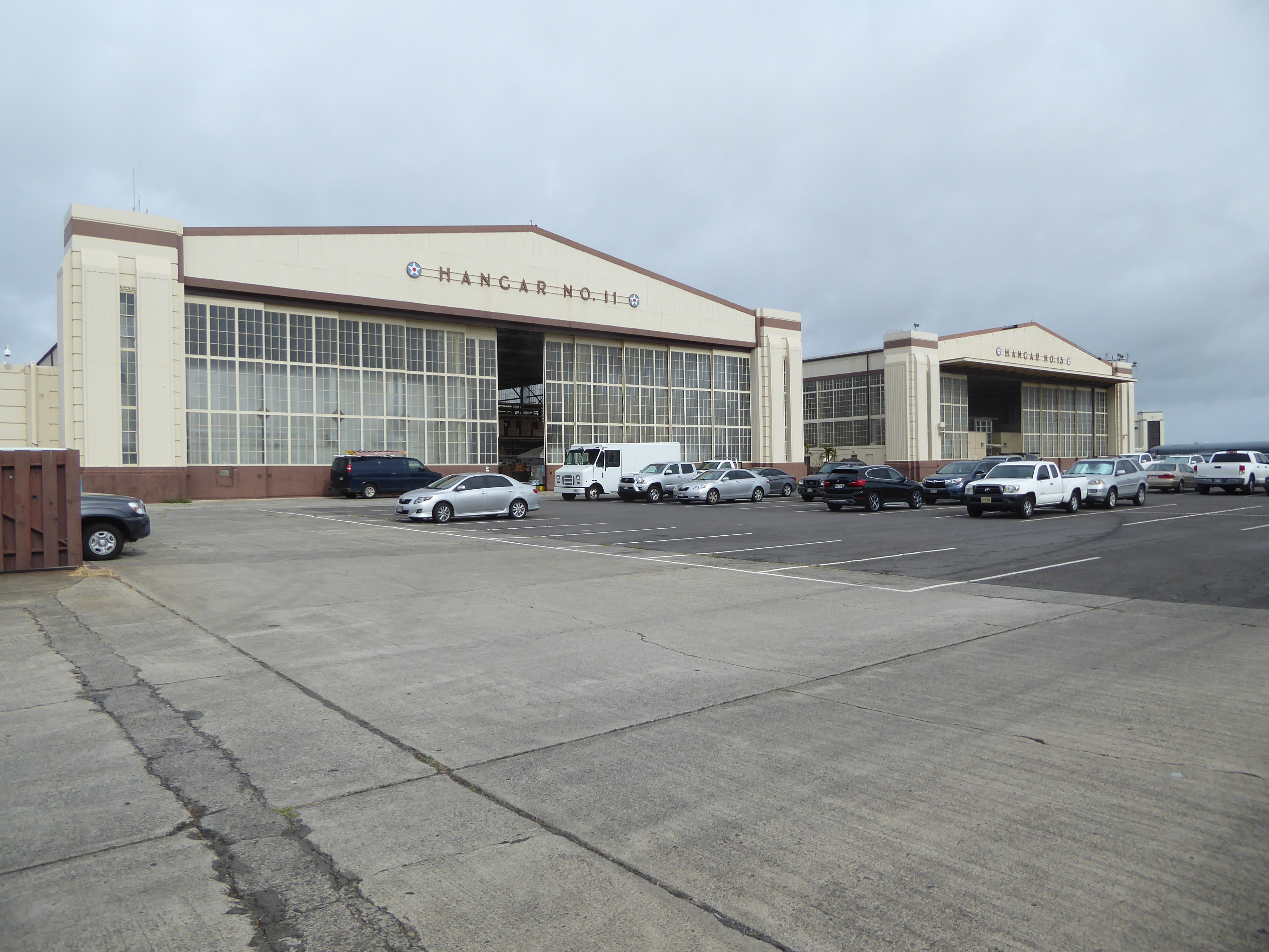 The hangars are still standing, though some have been converted to office space.