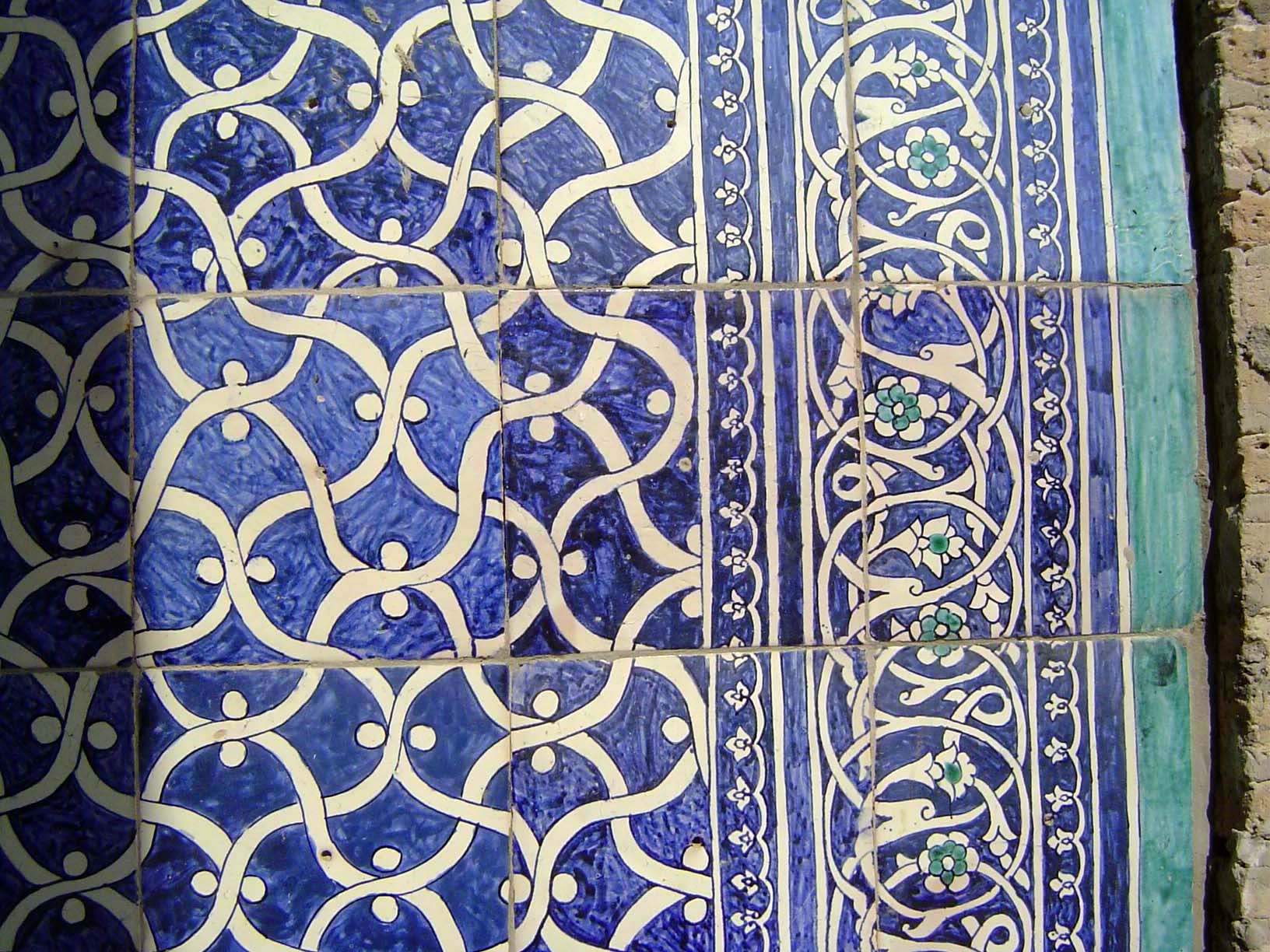 Painted tiles.