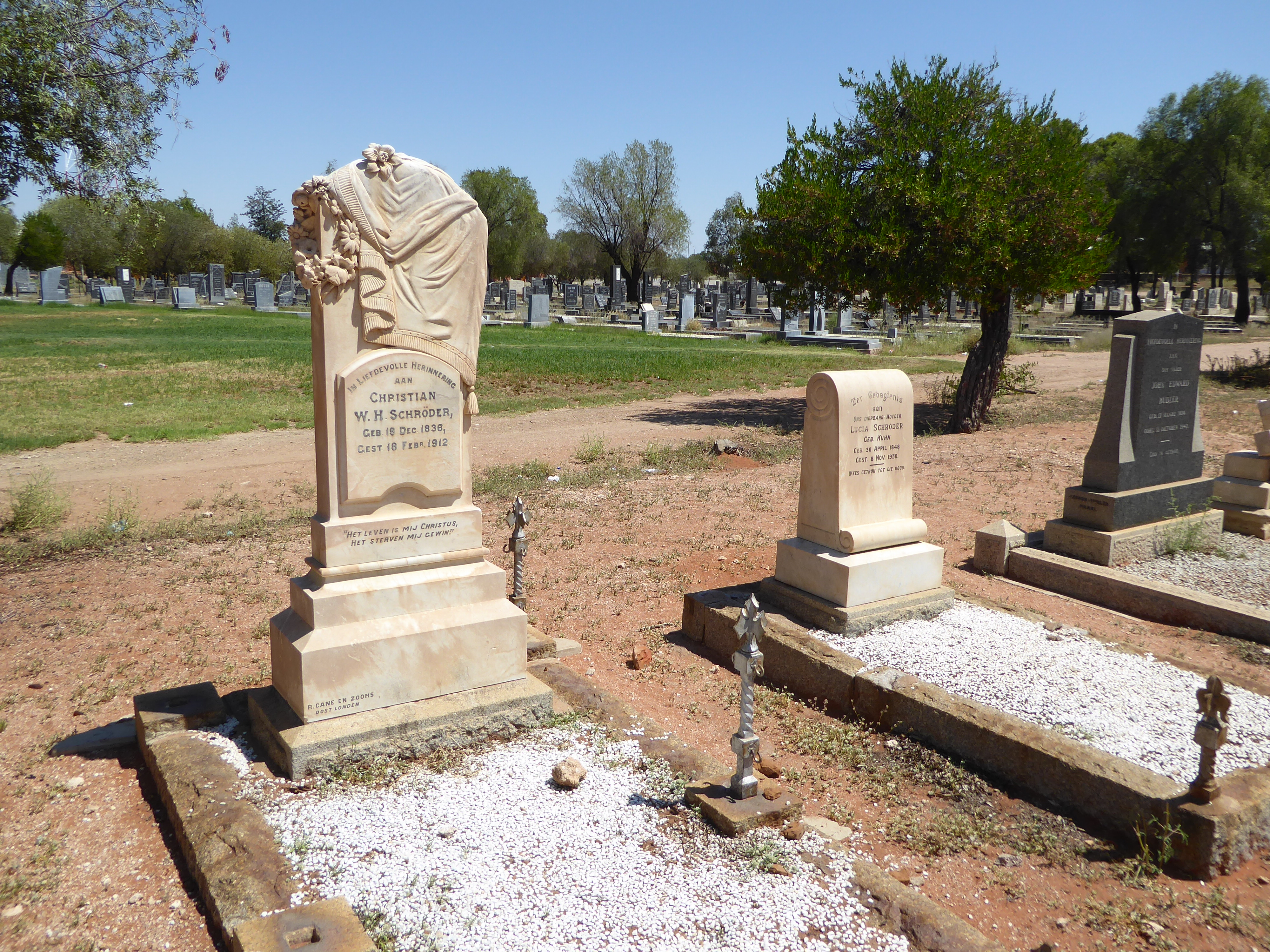 The missionary's tombstone. Residents caution against solo visits to the cemetery, which adjoins the railway station. It's a wretched commen