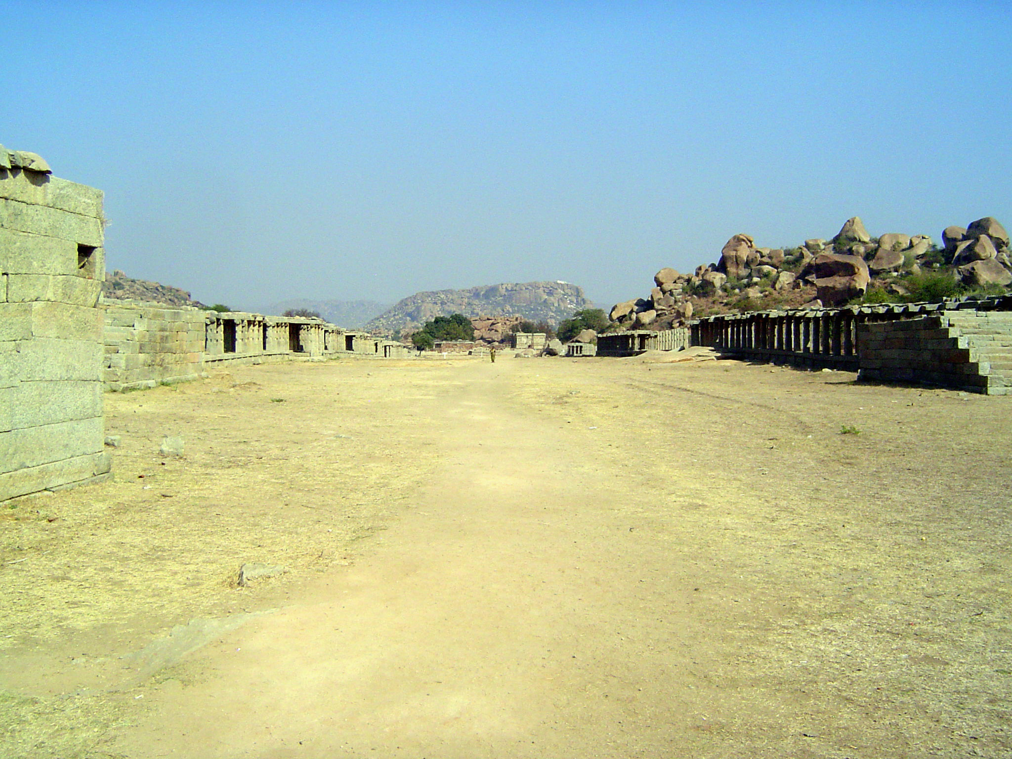 The Soolai or Dancing Girls Bazaar stretches toward the river. Because the temple was no longer functional, the land here was cultivated as