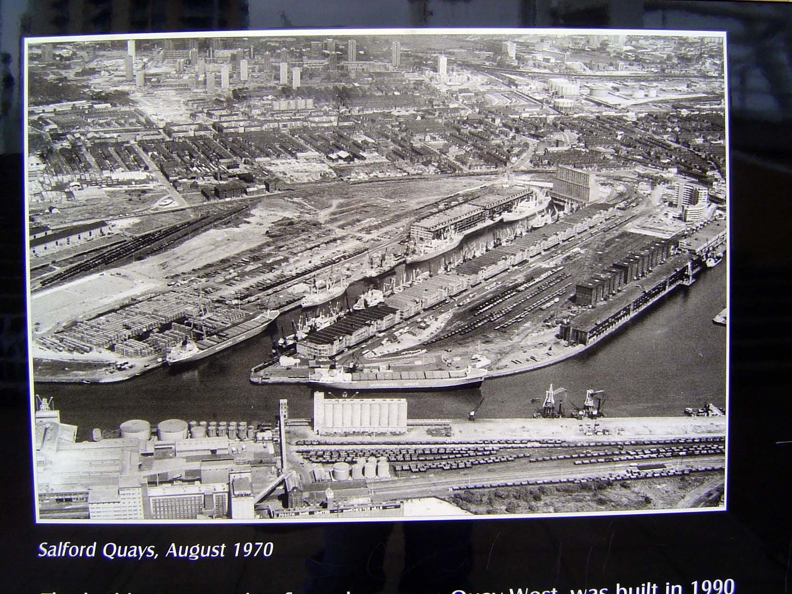 Ships using the Manchester Ship Canal not only served factories at Trafford Park but continued to the docks at Salford Quays, a couple of mi