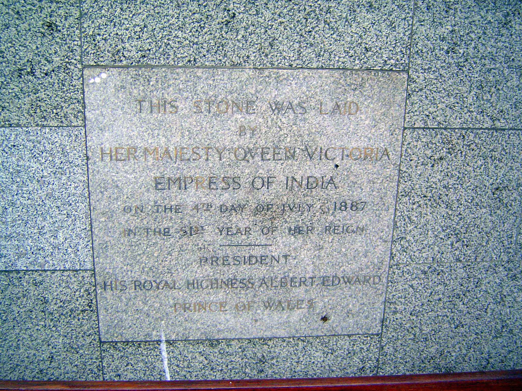The stone at the base of the tower.