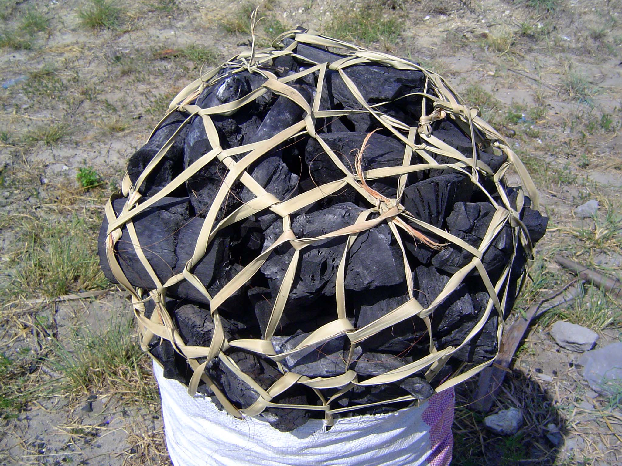 Charcoal blocks, elegantly bundled.