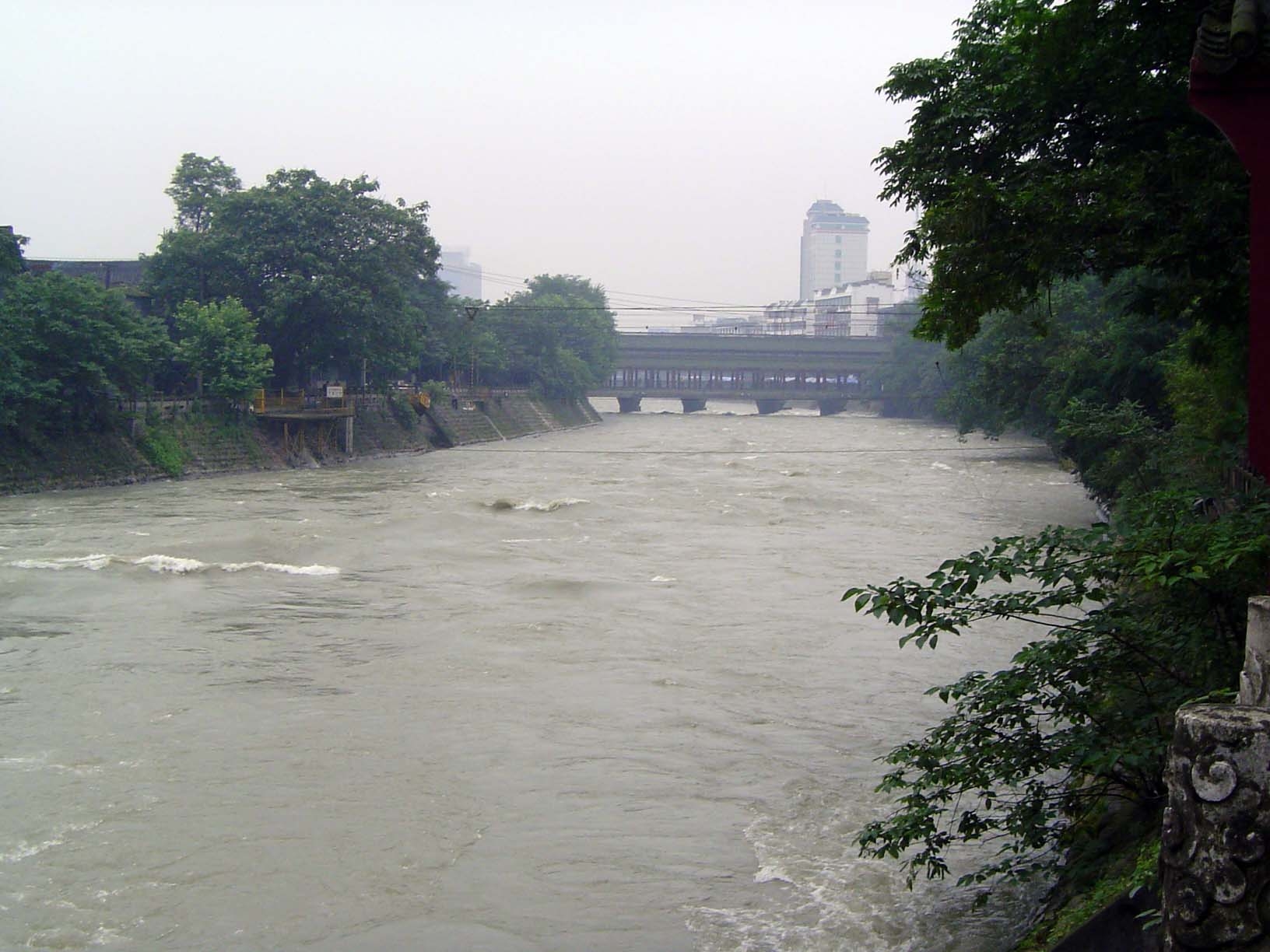 Looking downstream from the same vantage point. In April, the canal is completely shut—dry, for maintenance work. High water is in June and