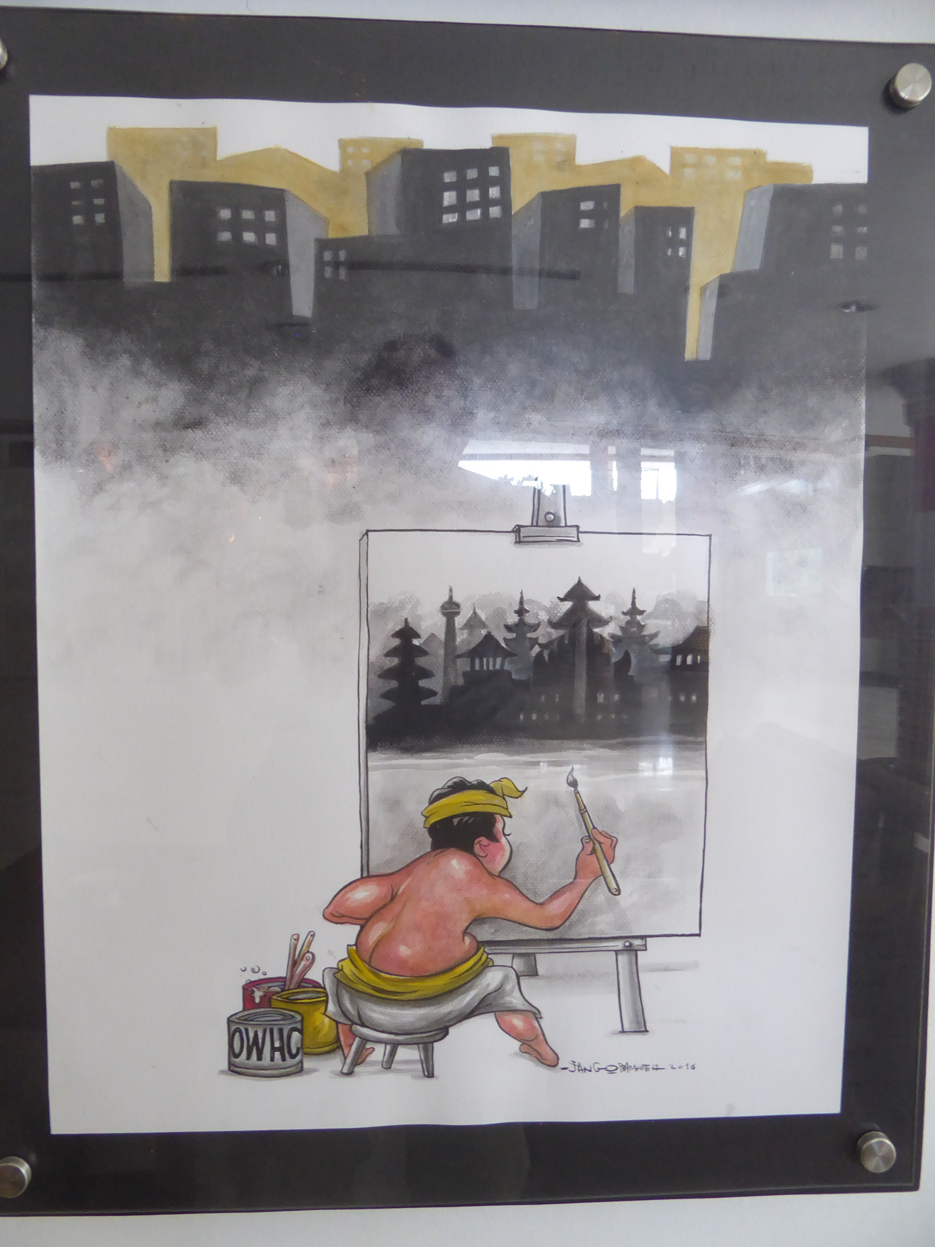 And the result? A cartoon says it all. It appeared in an exhibition mounted in Bali in 2016 by the Organization of World Heritage Cities.