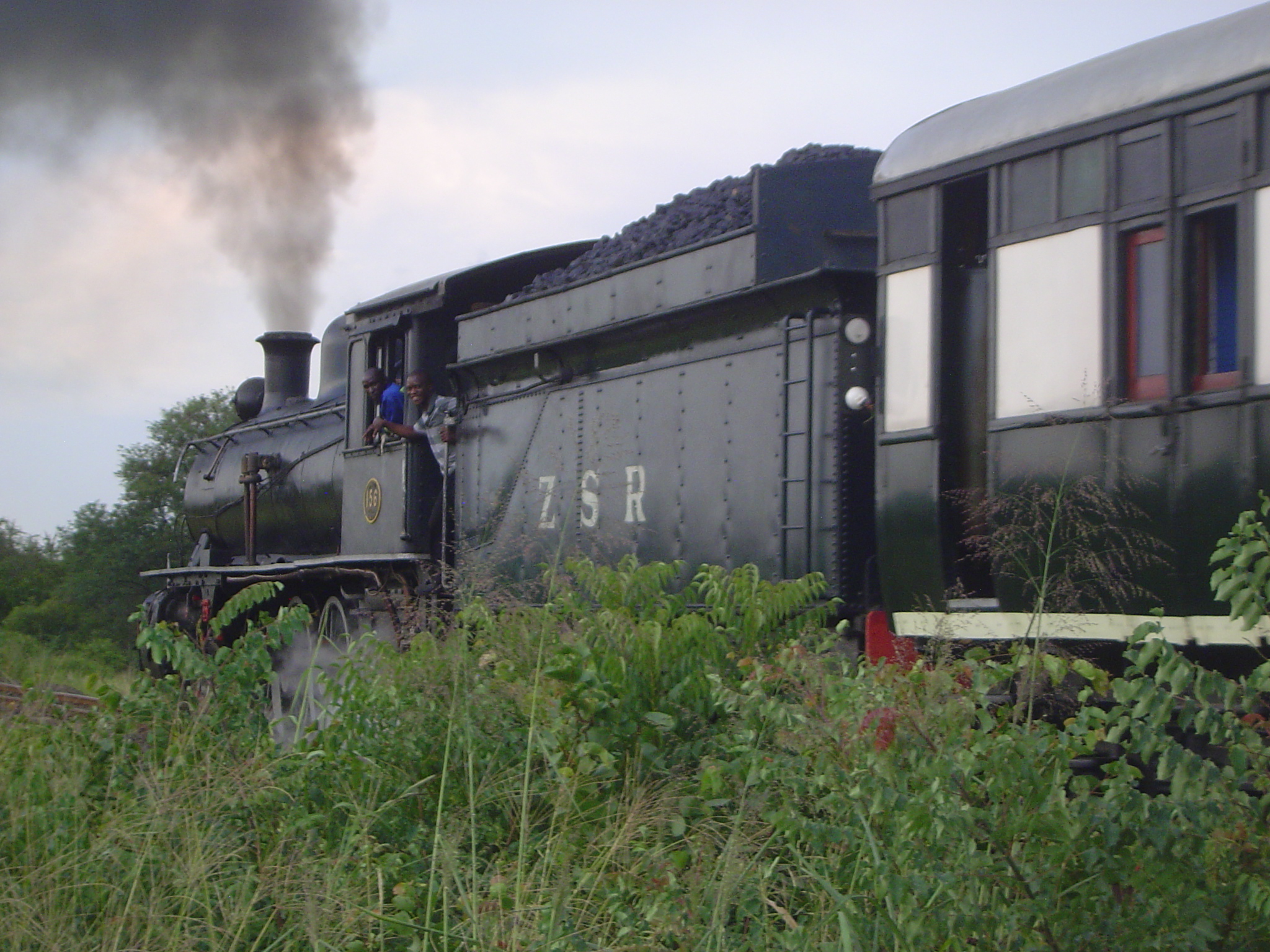 Puff, puff, puff: here comes the locomotive, marked to indicate Zambezi Sawmills Railways, a short line built about 1920. The country needed