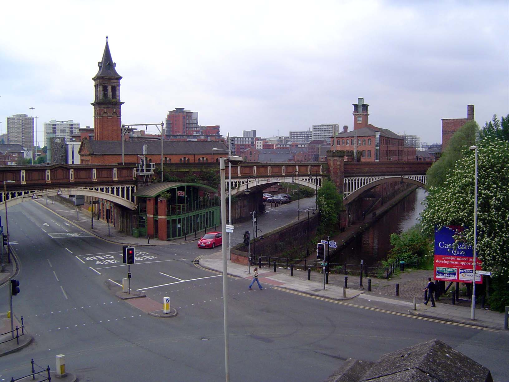 Meanwhile, railways arrived. Here's the convergence of the Rochdale Canal and the Manchester South Junction and Altrincham Railway, opened i