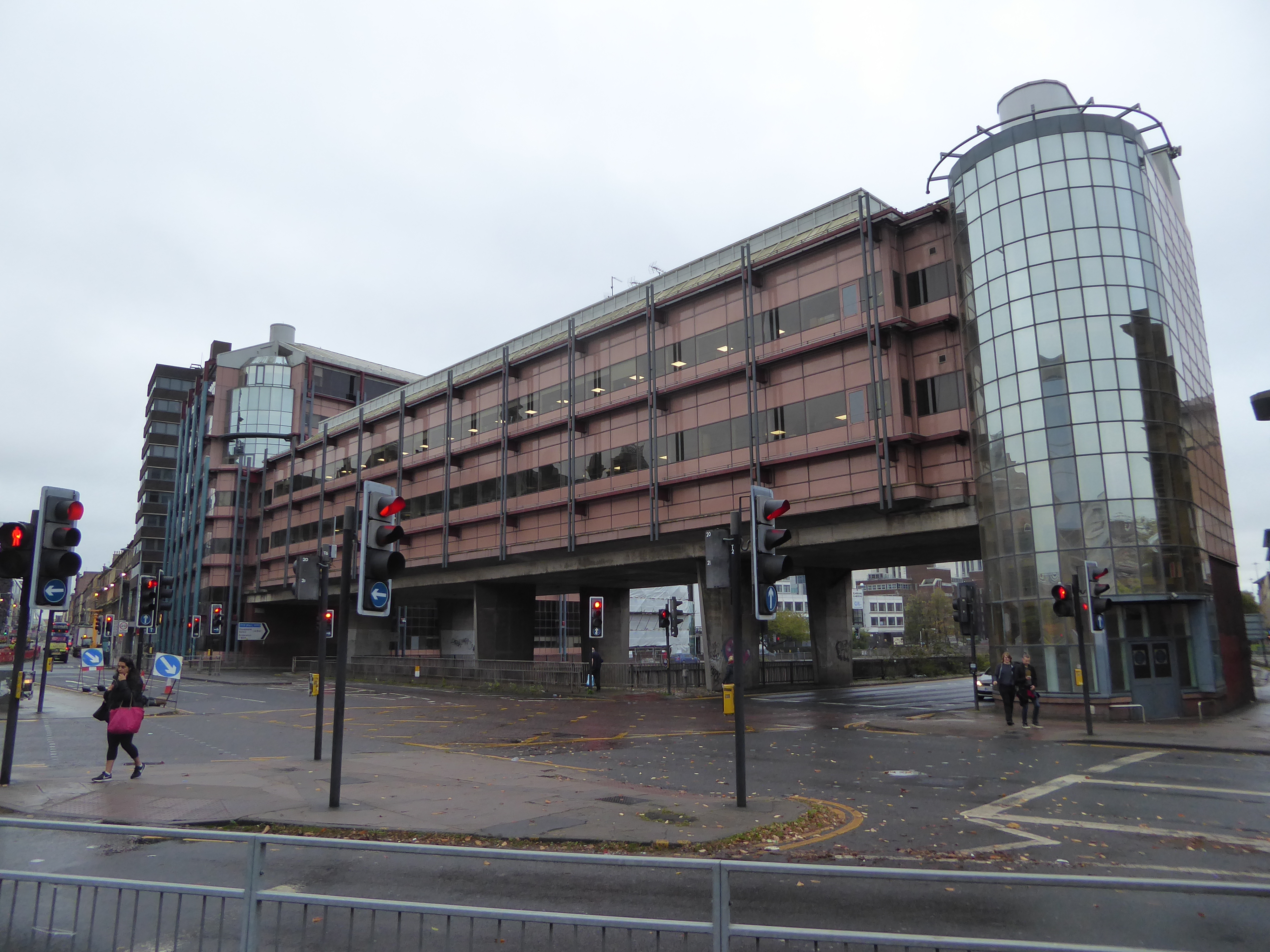 The M8 is running in a trench right across this image, and the building here began life as an overpass. It sat without approaches for 20 yea