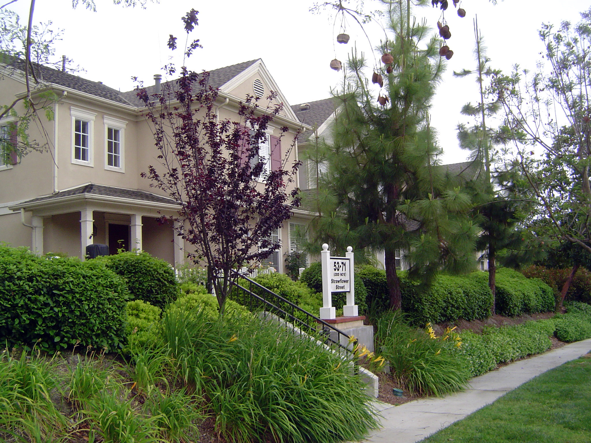 There are no curbcuts here, and houses are set back from the street.