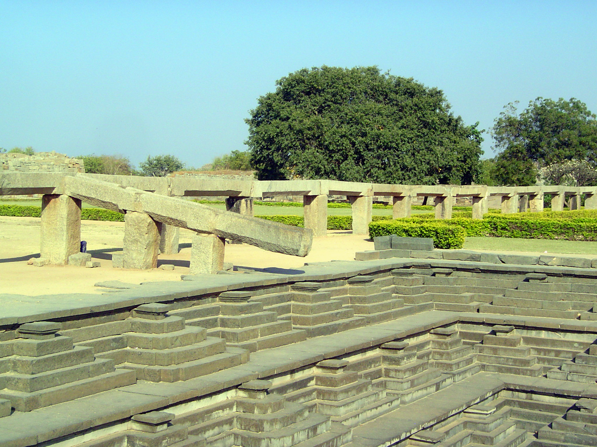 Just to the north of that tank is the so-called stepped tank, shown here with the same channel or aqueduct. There are many stepped tanks in
