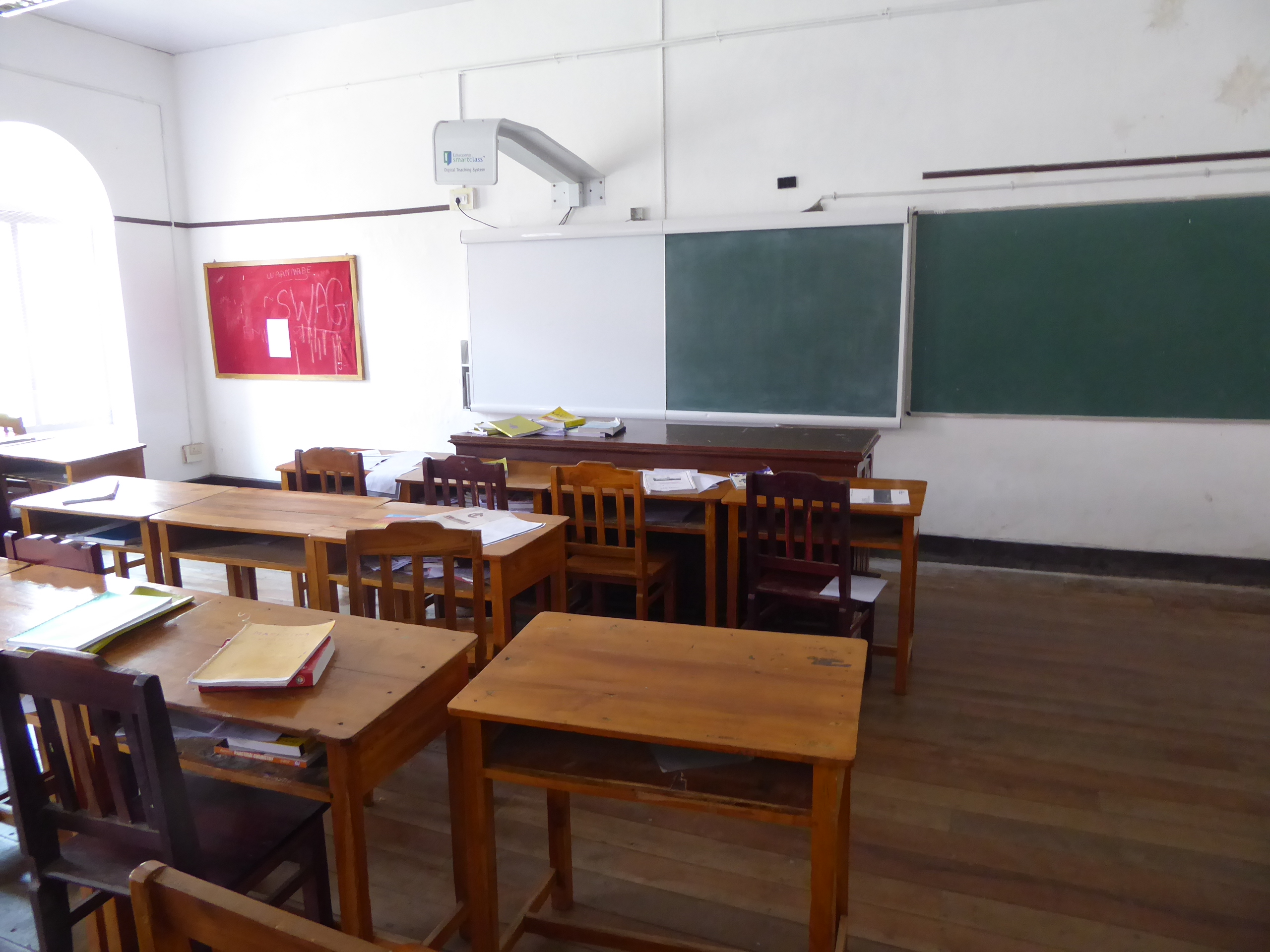 The classrooms are traditional, except for the high-tech whatever-it-is.