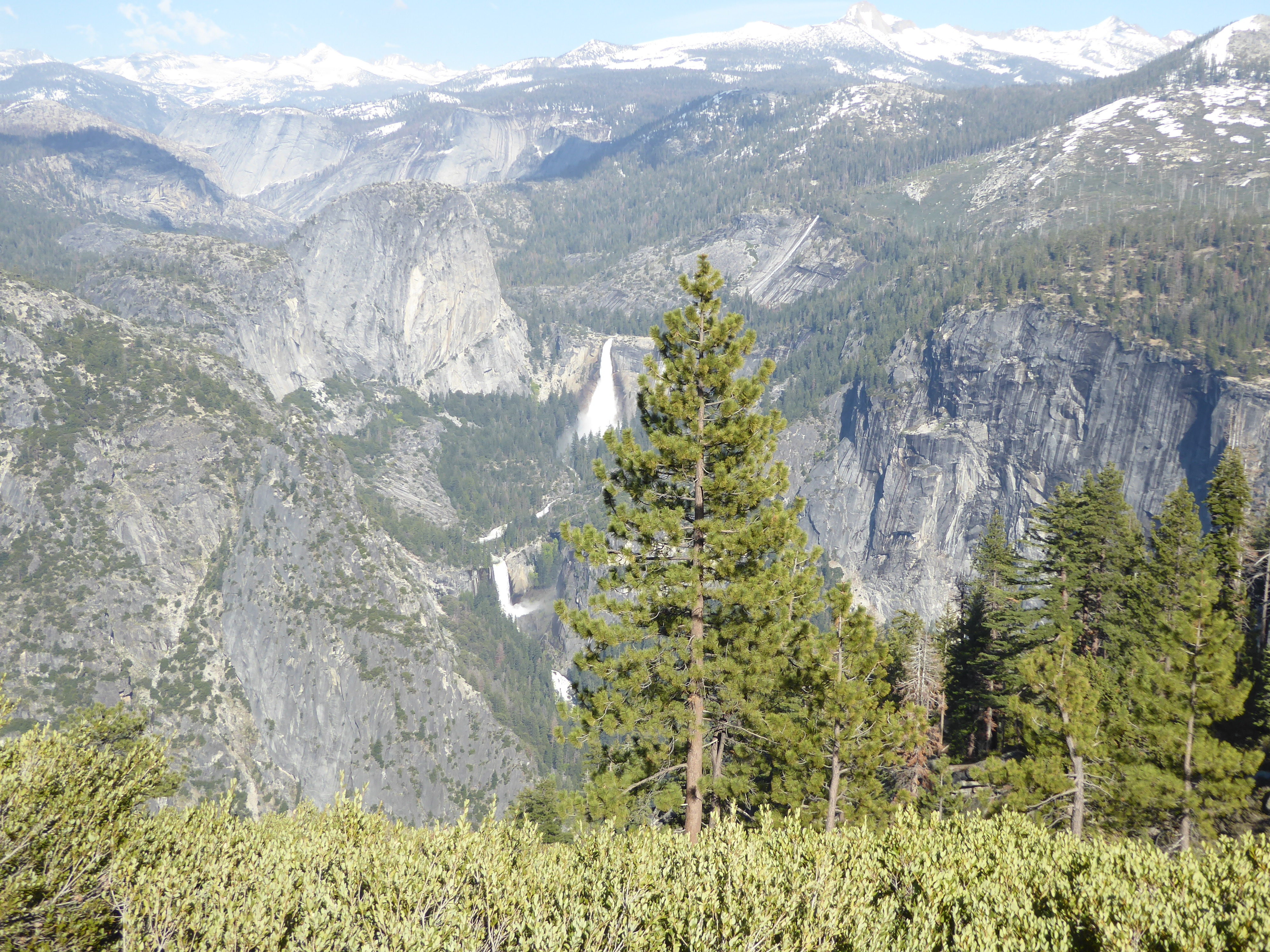 The camera has turned only slightly to the right to reveal Nevada and Vernal falls.
