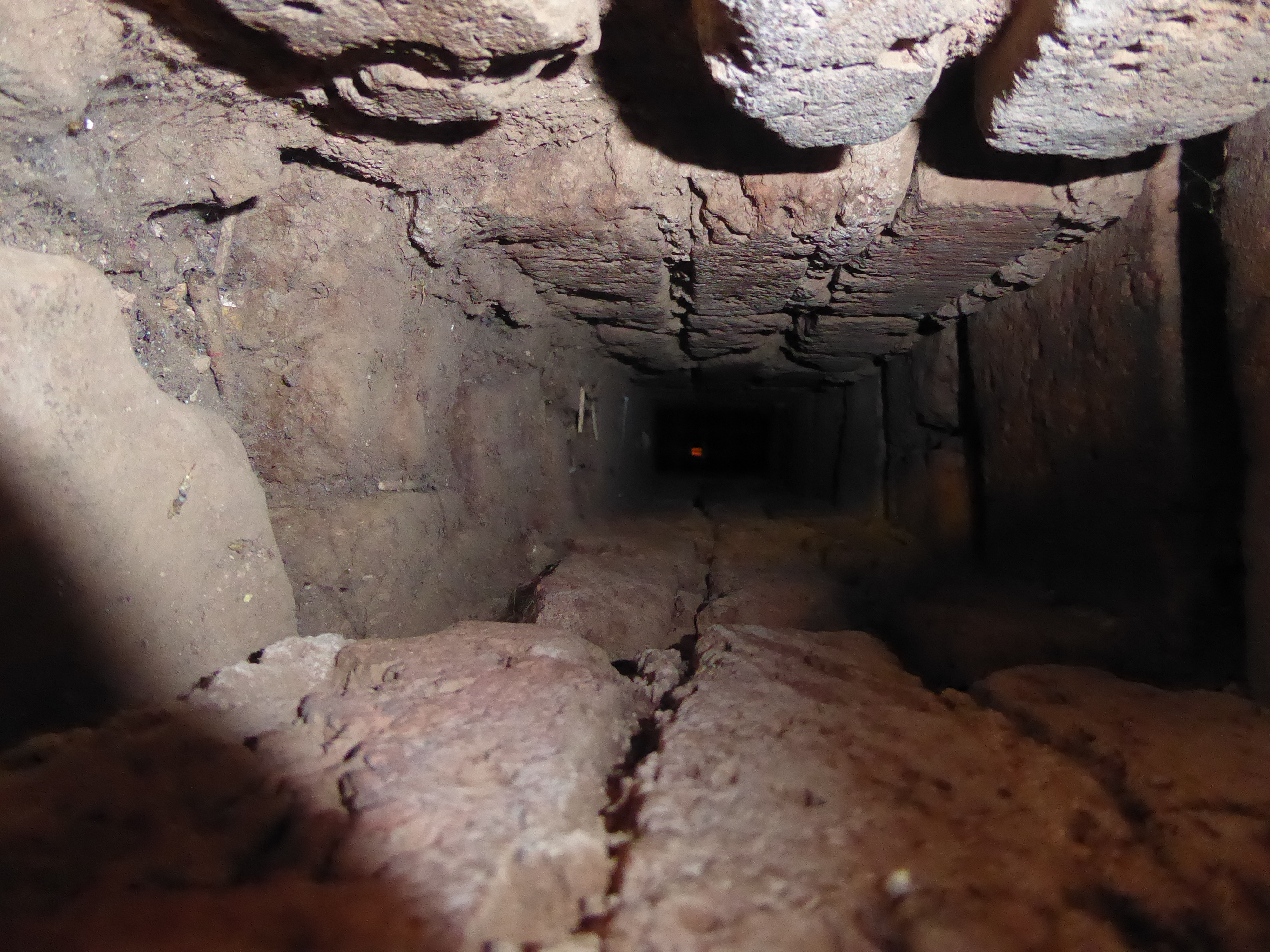 A ventilation shaft leads to some hidden central space but does reveal the crudely mortared brick core.