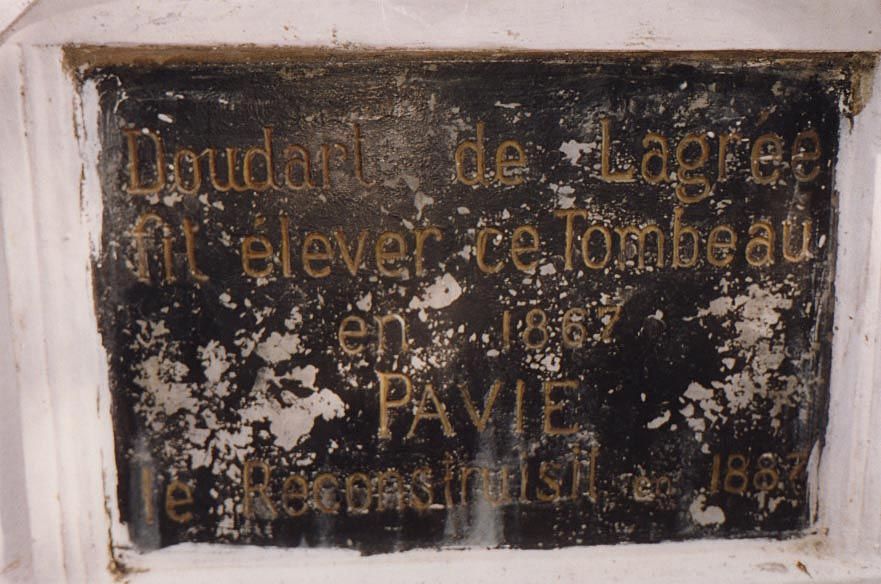 The tomb was erected a few years later by Ernest Doudart de Legree; the tomb was rebuilt in the next generation by Auguste Pavie, the French