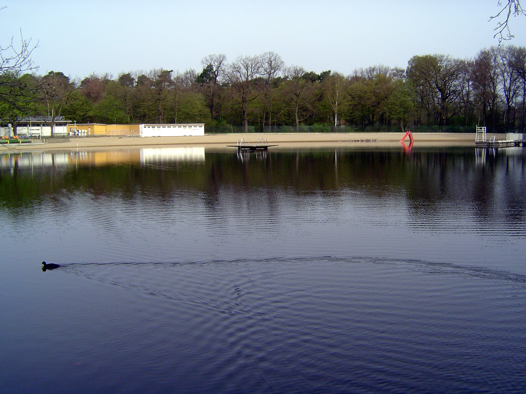 Just north of the settlement and separating it from Tegel Airport is this swimming lake and park, the Jungfernheide or Virgin Heath.