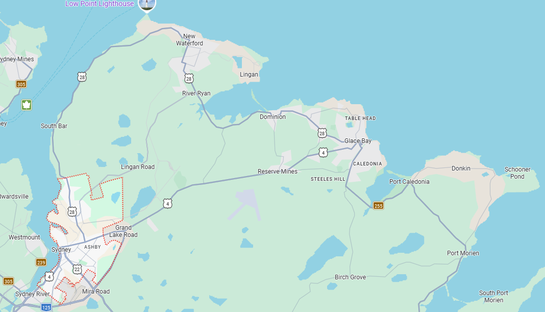 In today's names, that's New Waterford, Glace Bay and Donkin.