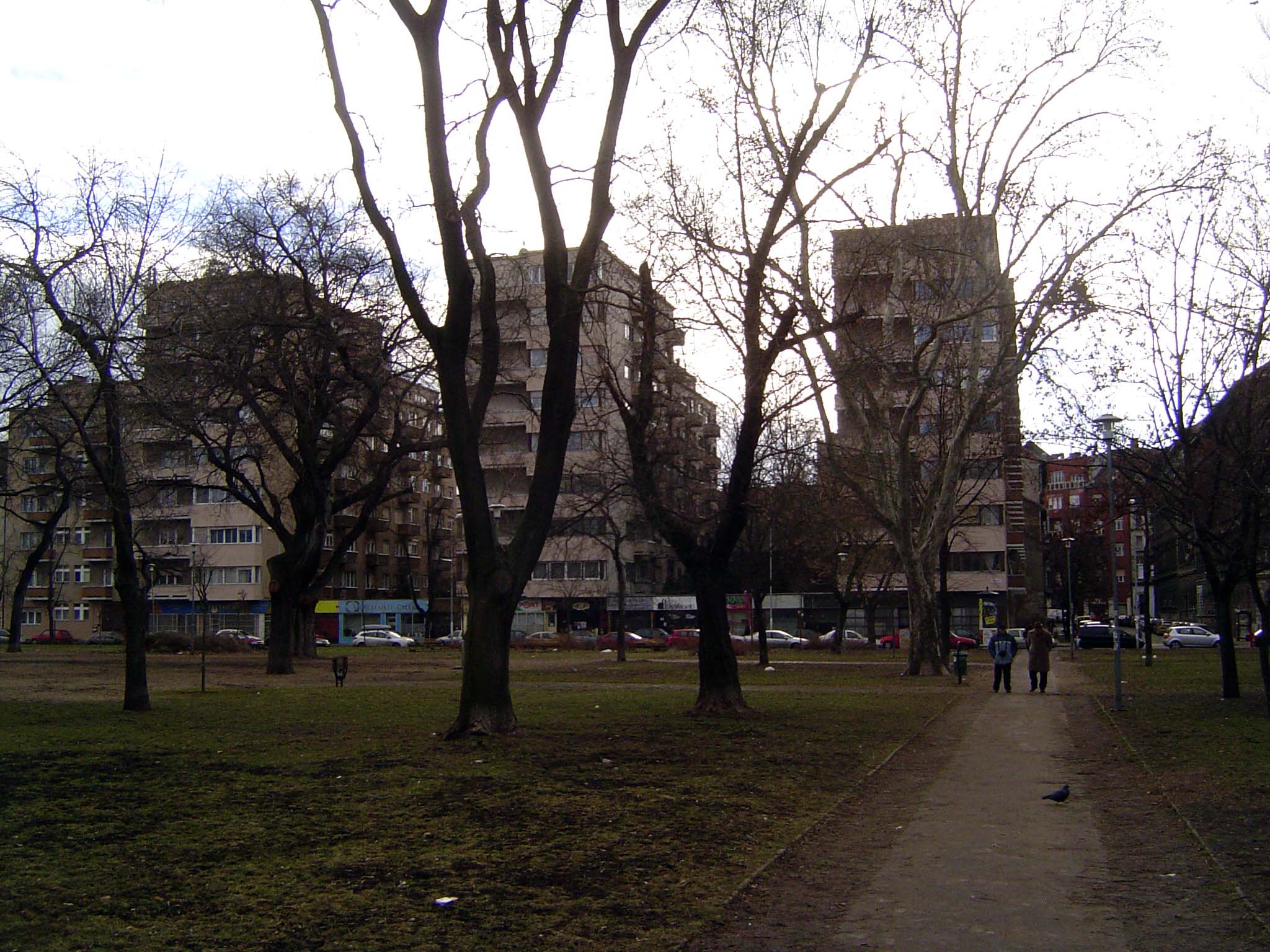 Come forward to the 1930s and here, filling one side of the Koztarsasag Square, are the three OTI apartment blocks, intended as the first of