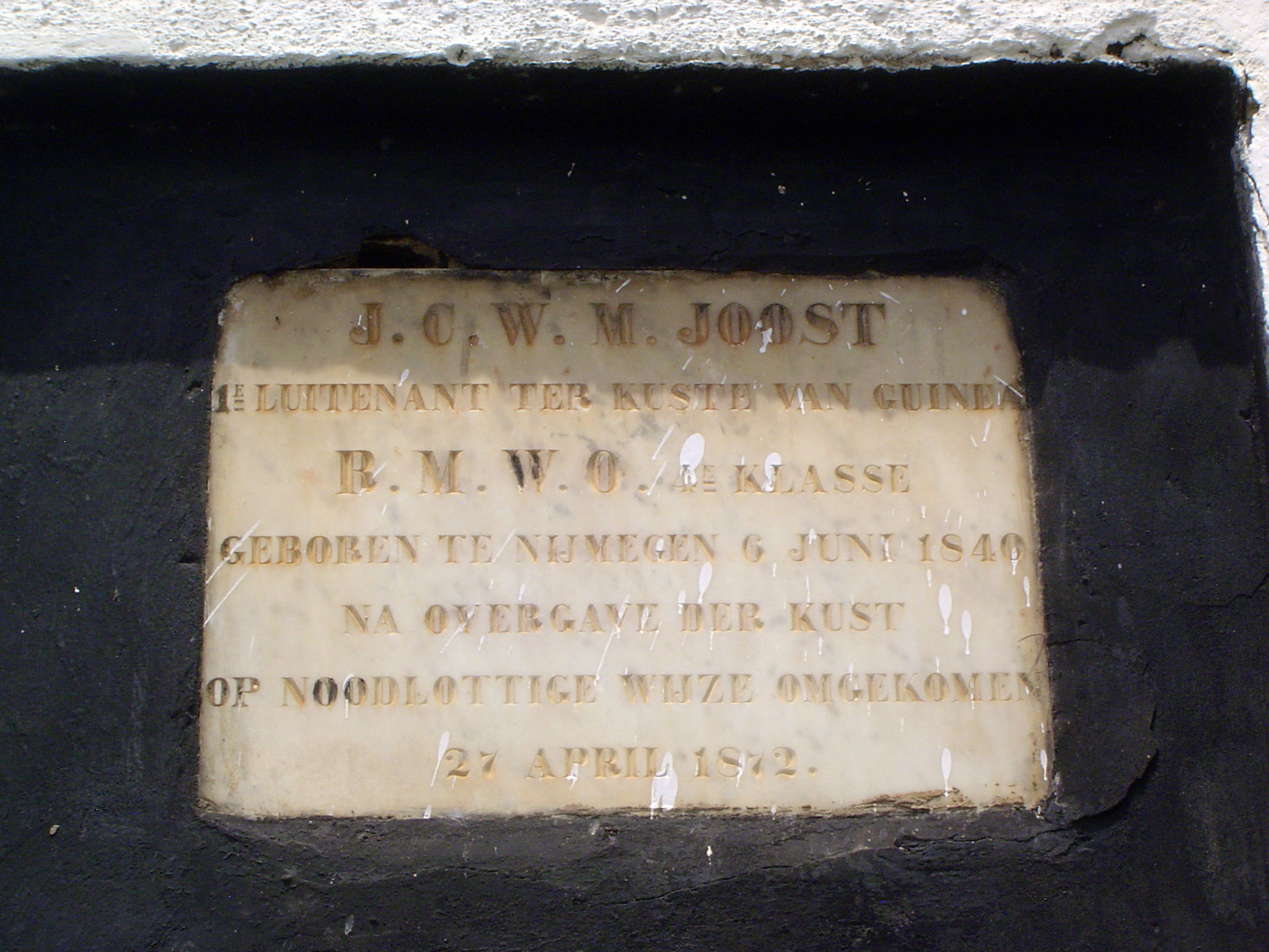 M. Joost, we read, was fatally injured during the surrender of the coast. Judging from the date, 1872, that would be the sale of the coast t
