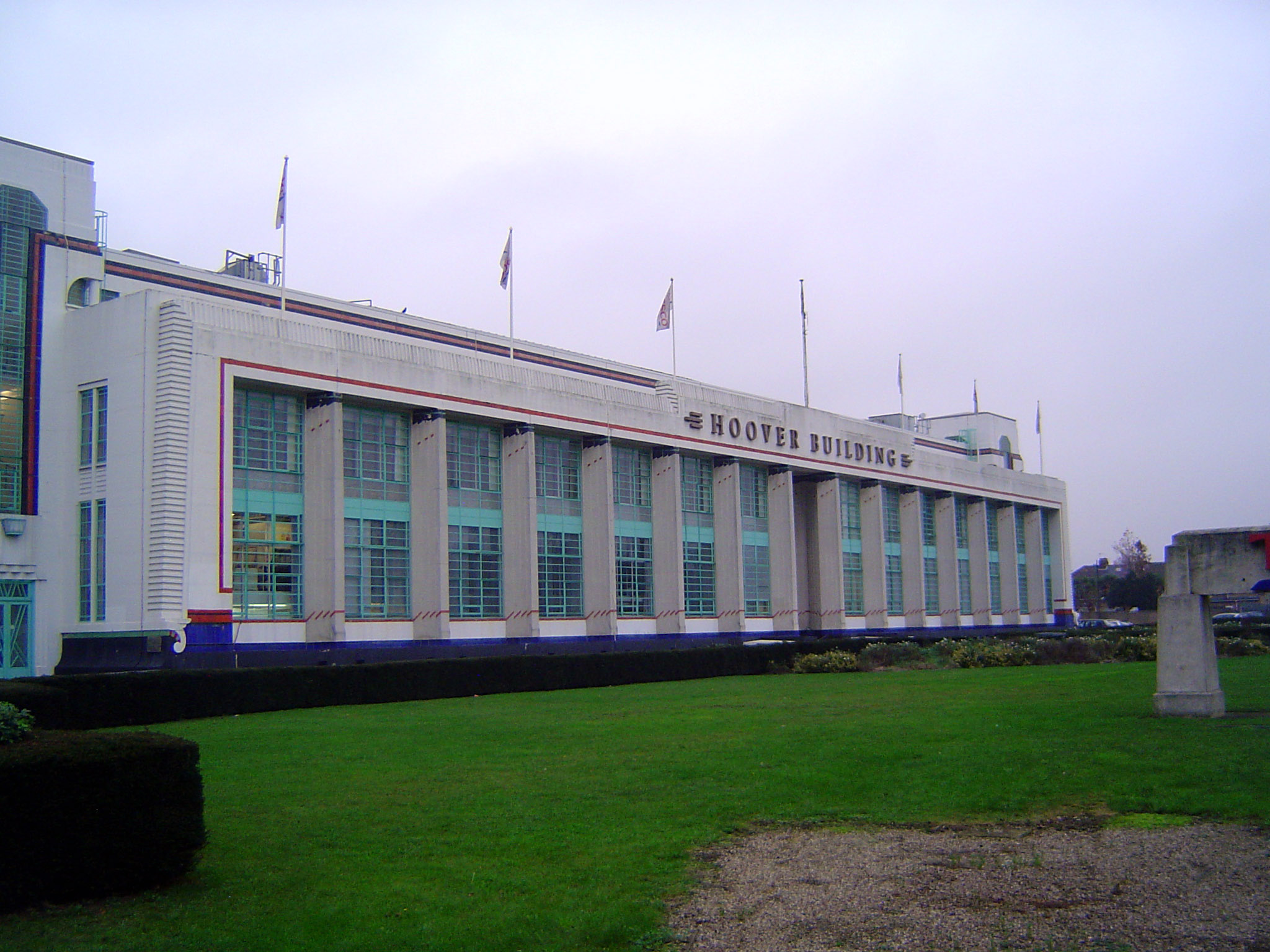 Here's something with flair: it's the one industrial building we'll look it, and it's in Perivale, nearly ten miles west of Central London.