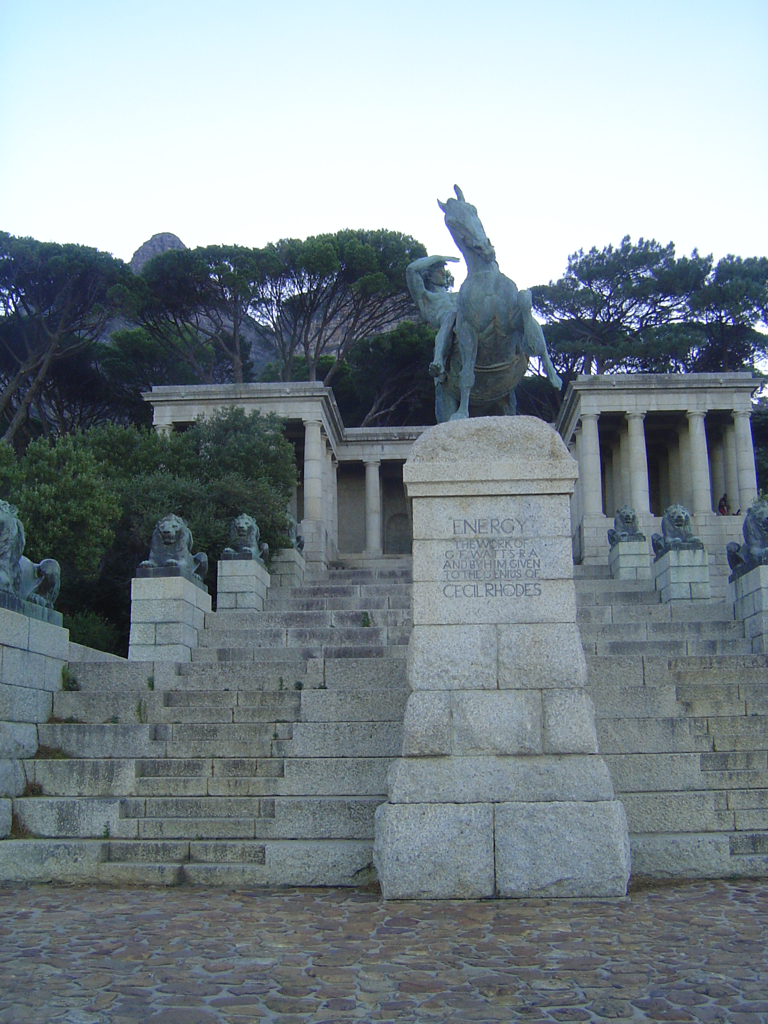 Rhodes died in 1902, and the memorial was dedicated ten years later. The design, evocative of the Pergamon temple now in Berlin was by Herbe