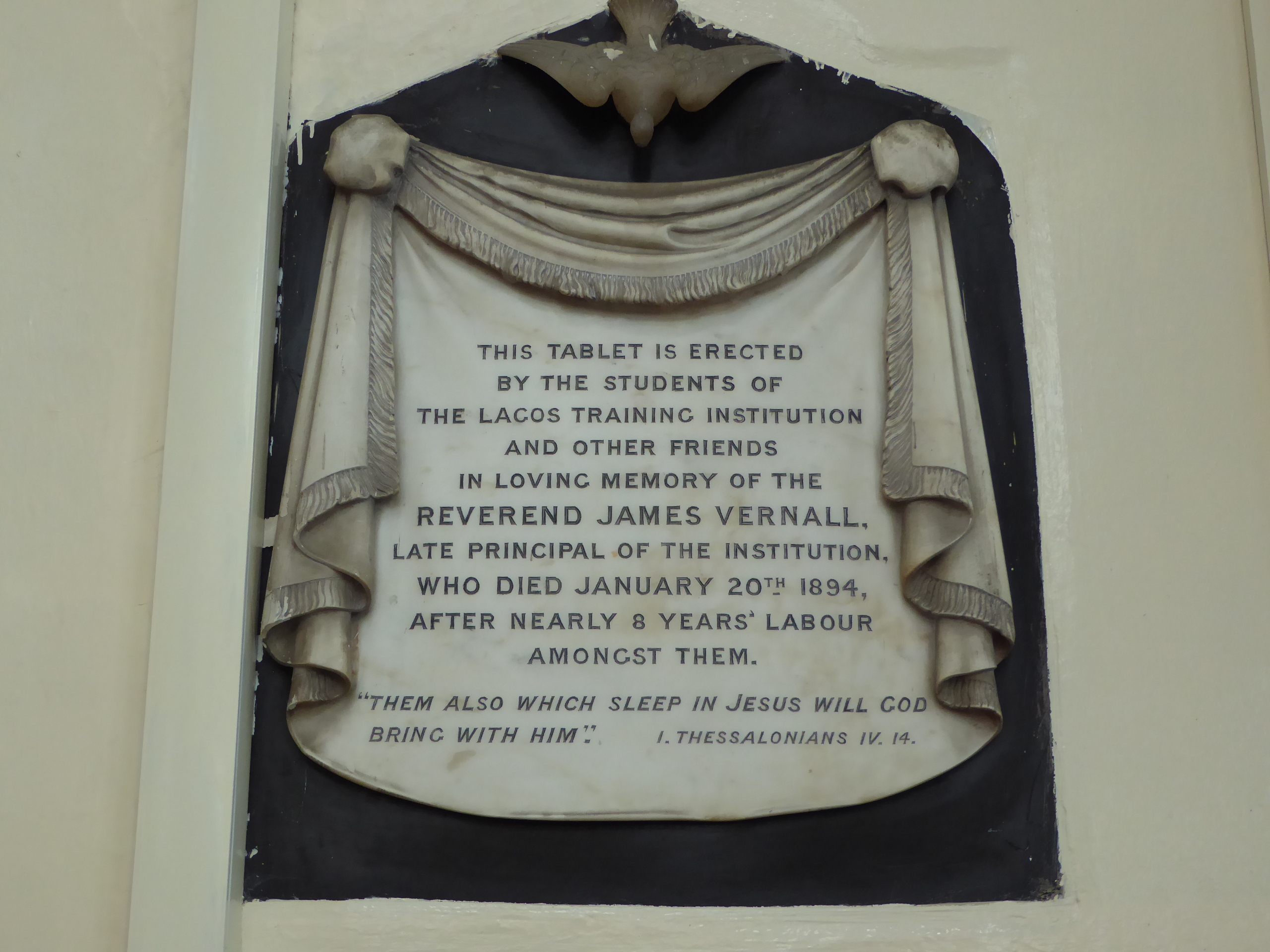 Educated at the College of the Church Missionary Society in Islington, London, Vernall was sent to Lagos to take charge of the training inst