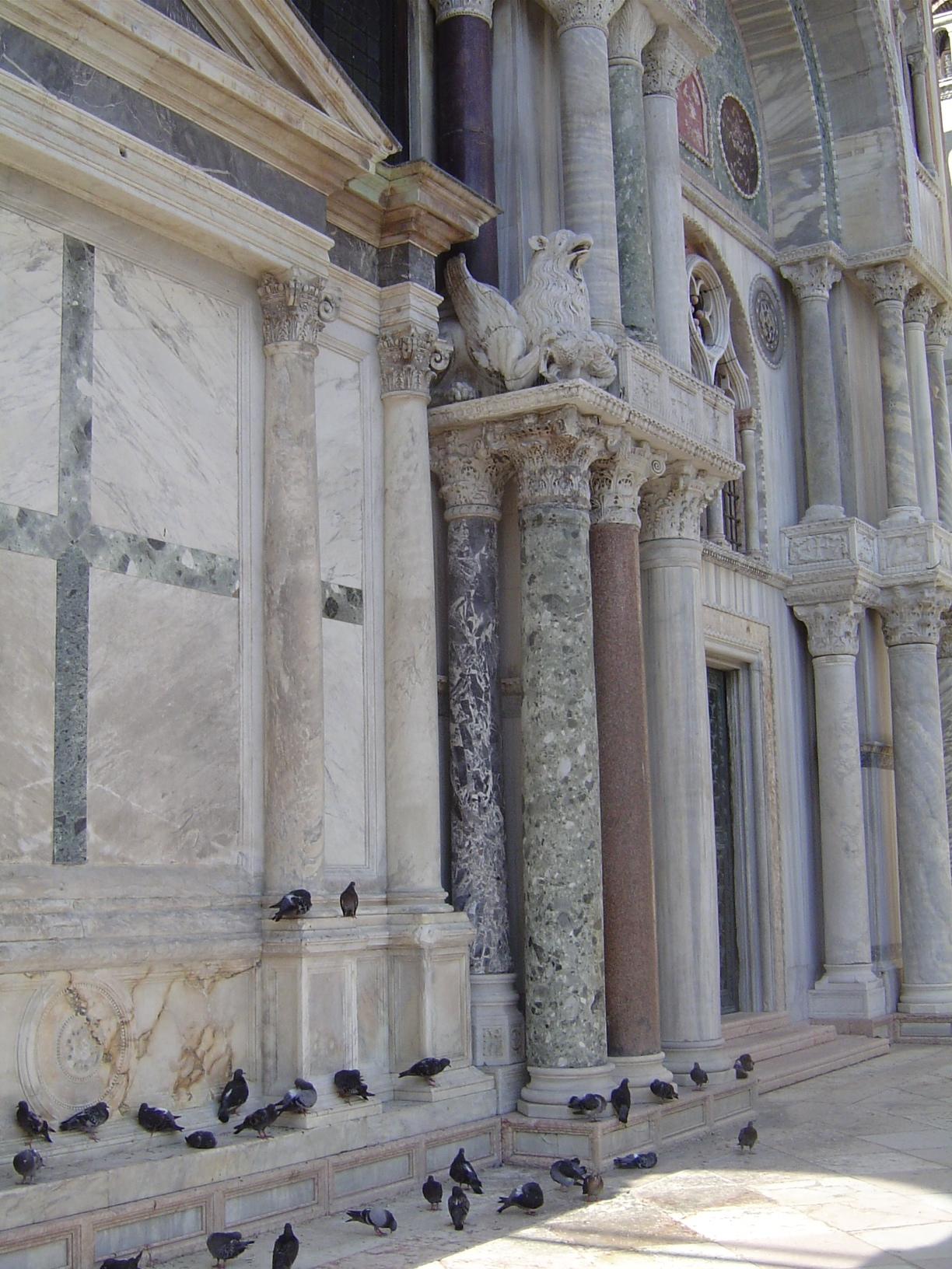 Most of the basilica's columns came from what is now Turkey; their materials include marble, porphyry, alabaster, and jasper.