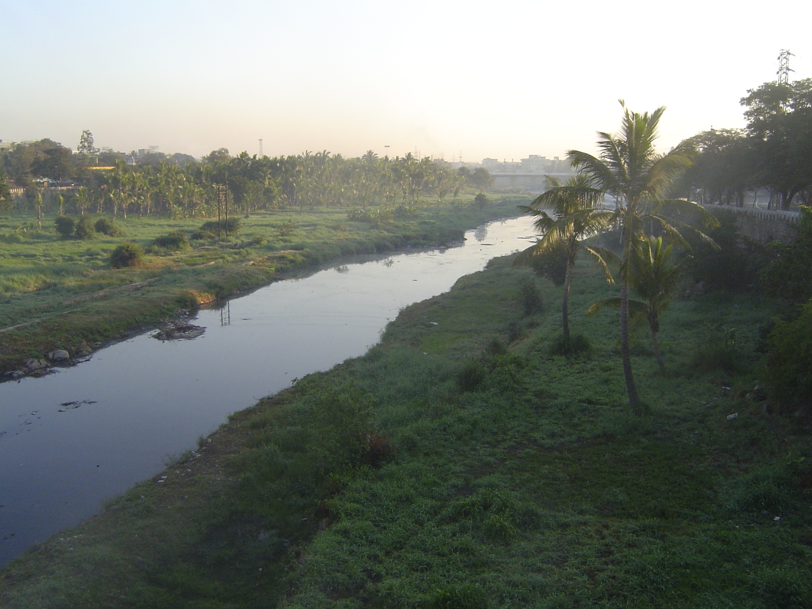 The old city is on the south or right bank of the Musi River, the River of Moses. The water quality is terrible, but a greater hazard is pro