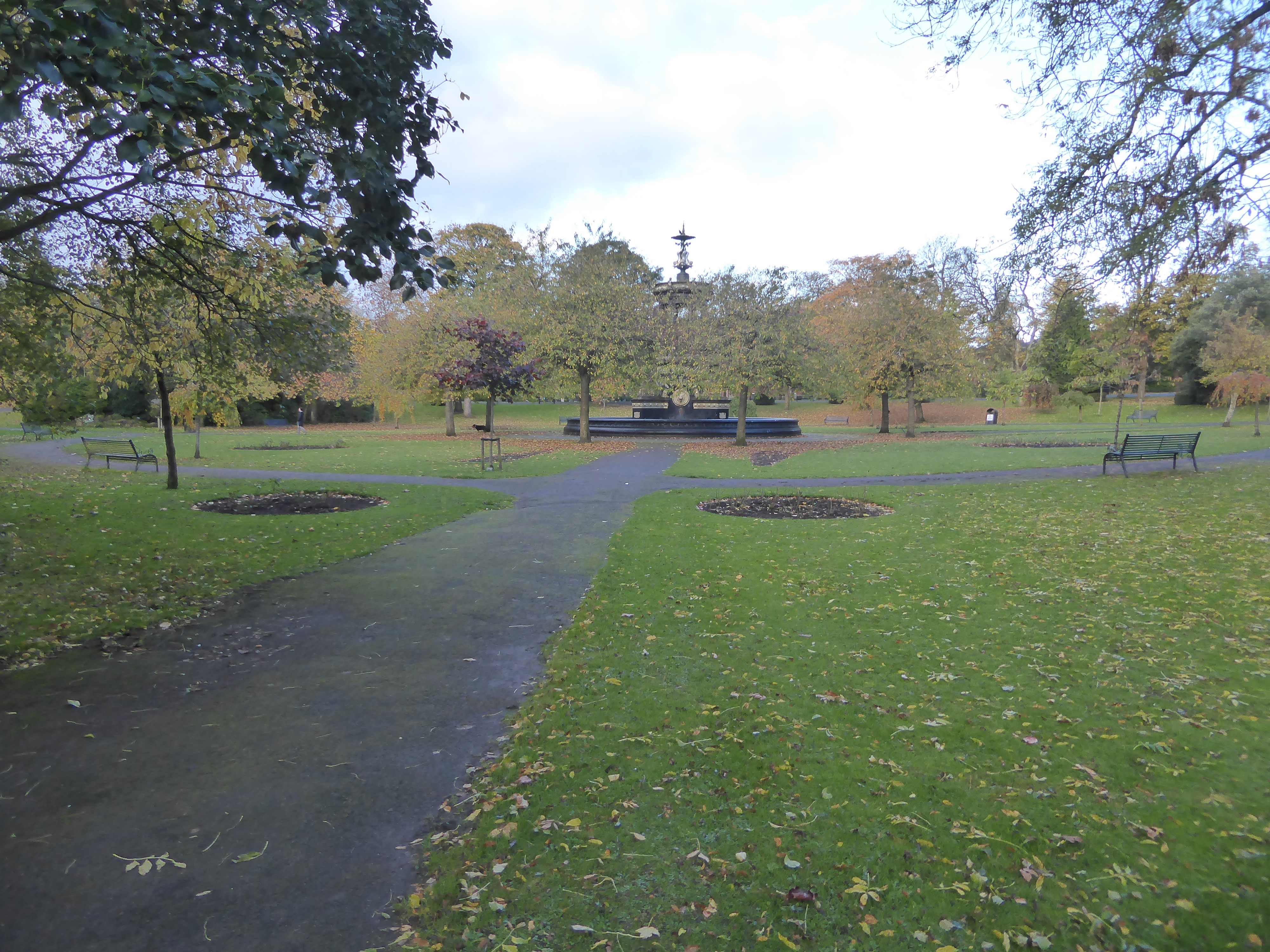 End of the line: we're back at one o'clock, this time about a mile east of the cathedral and at Alexandra Park. The land was barren when pur