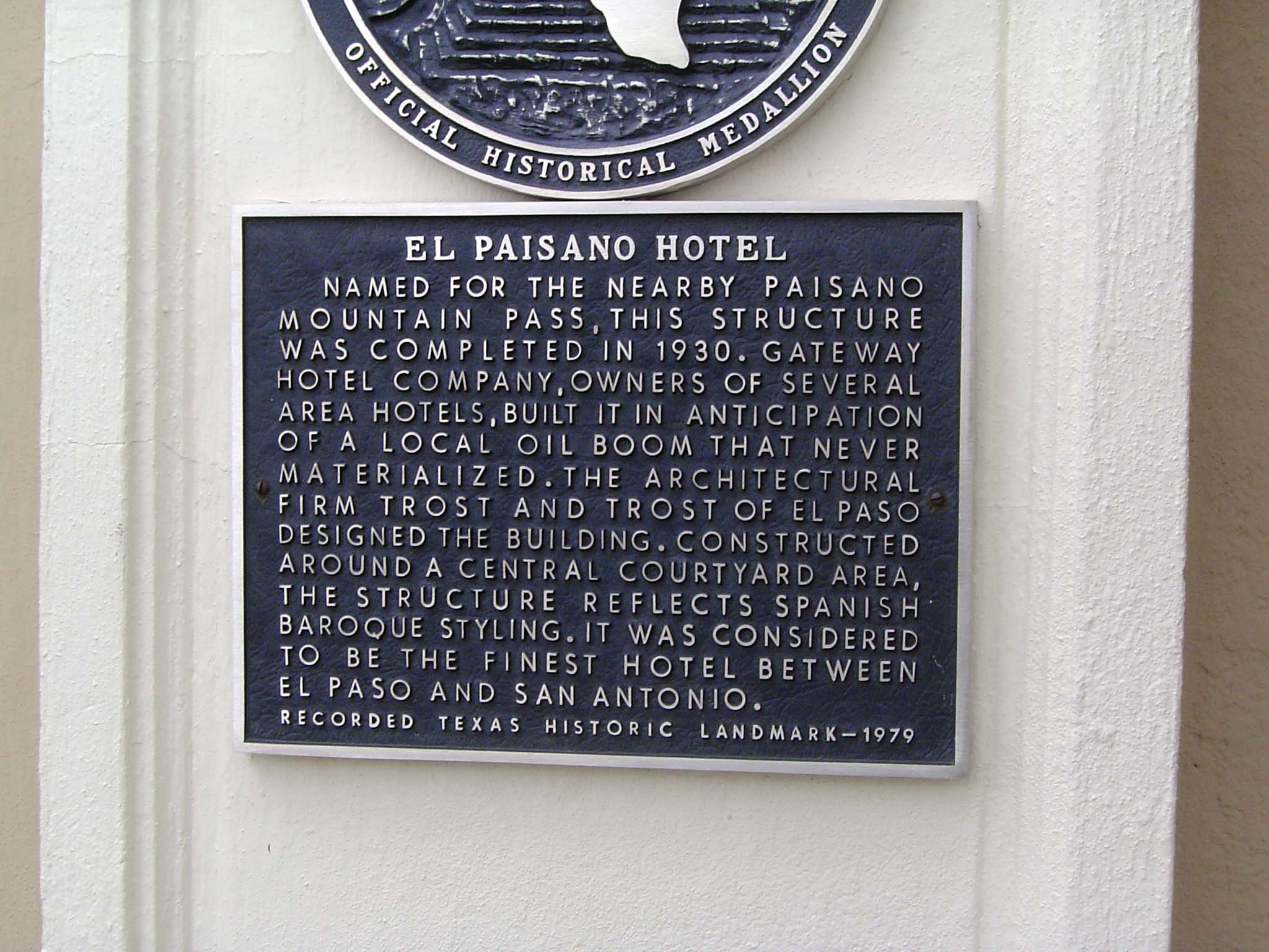 Plaque on the wall.