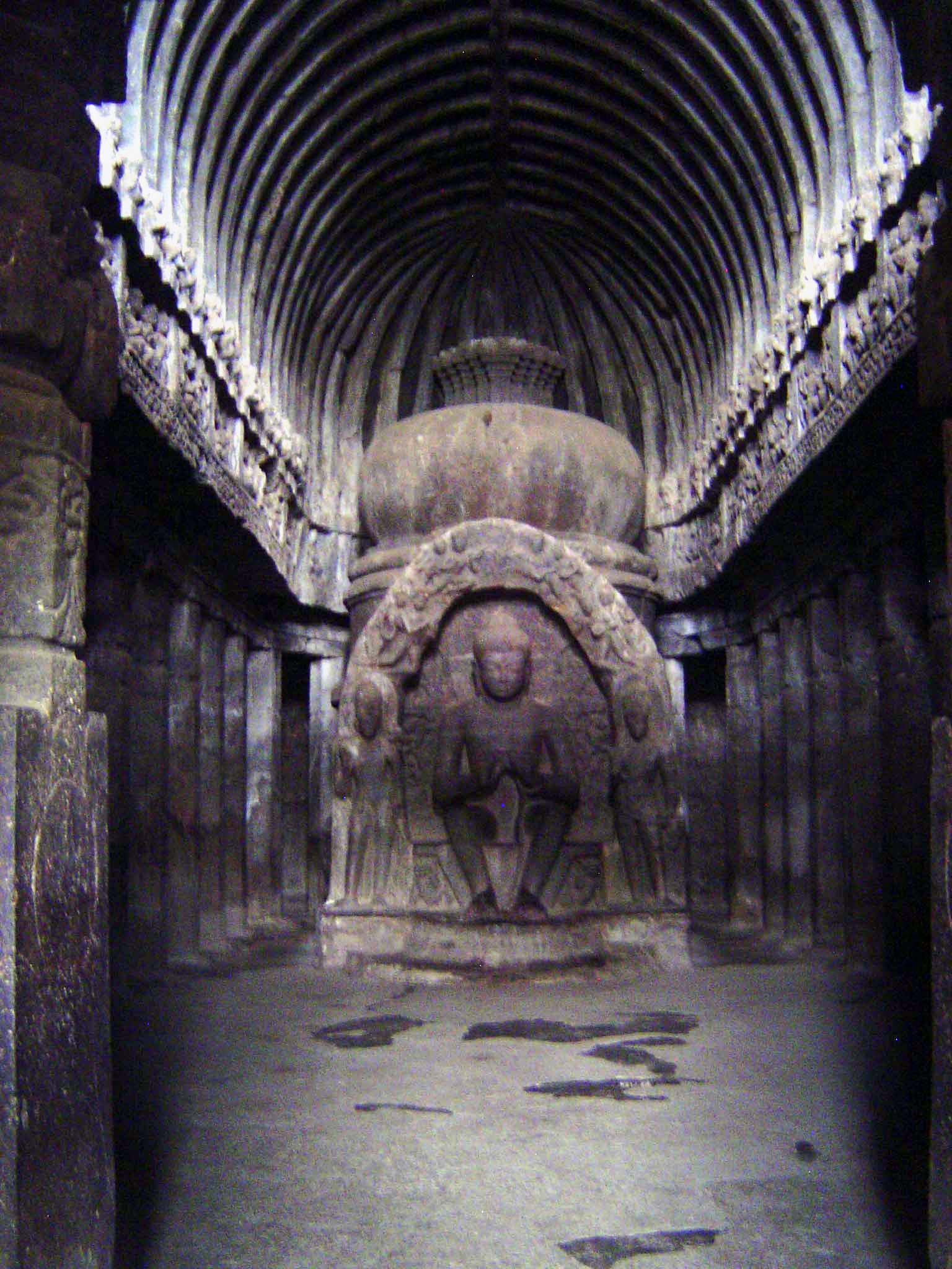 This is that room, with a roof carved to imitate wood rafters. The room is informally called the Sutara Jhopadi or carpenter's shop. The cav