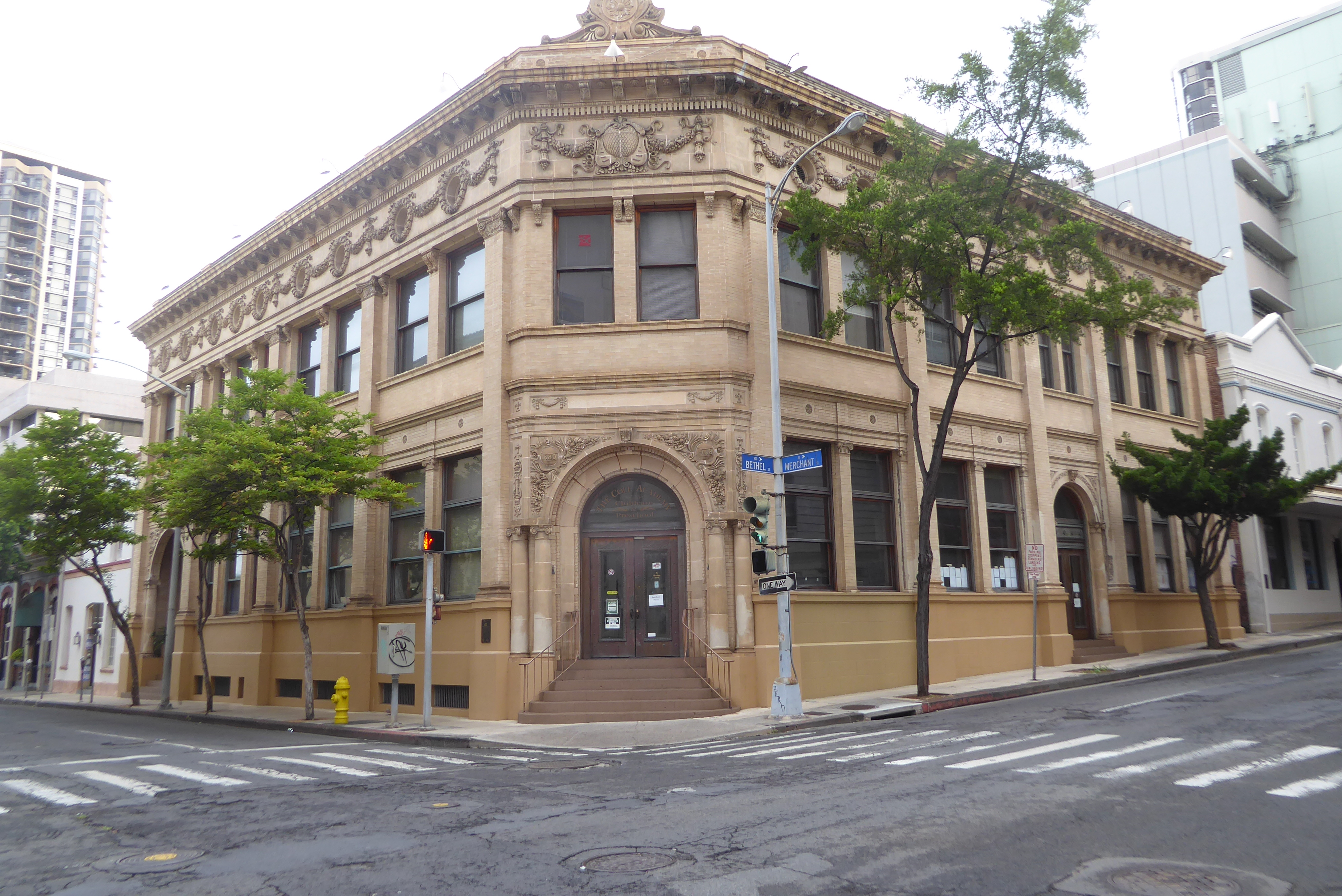 Across from the post office, this building opened in 1908 as the Yokohama Specie Bank, with separate sections serving Japanese, Chinese, and