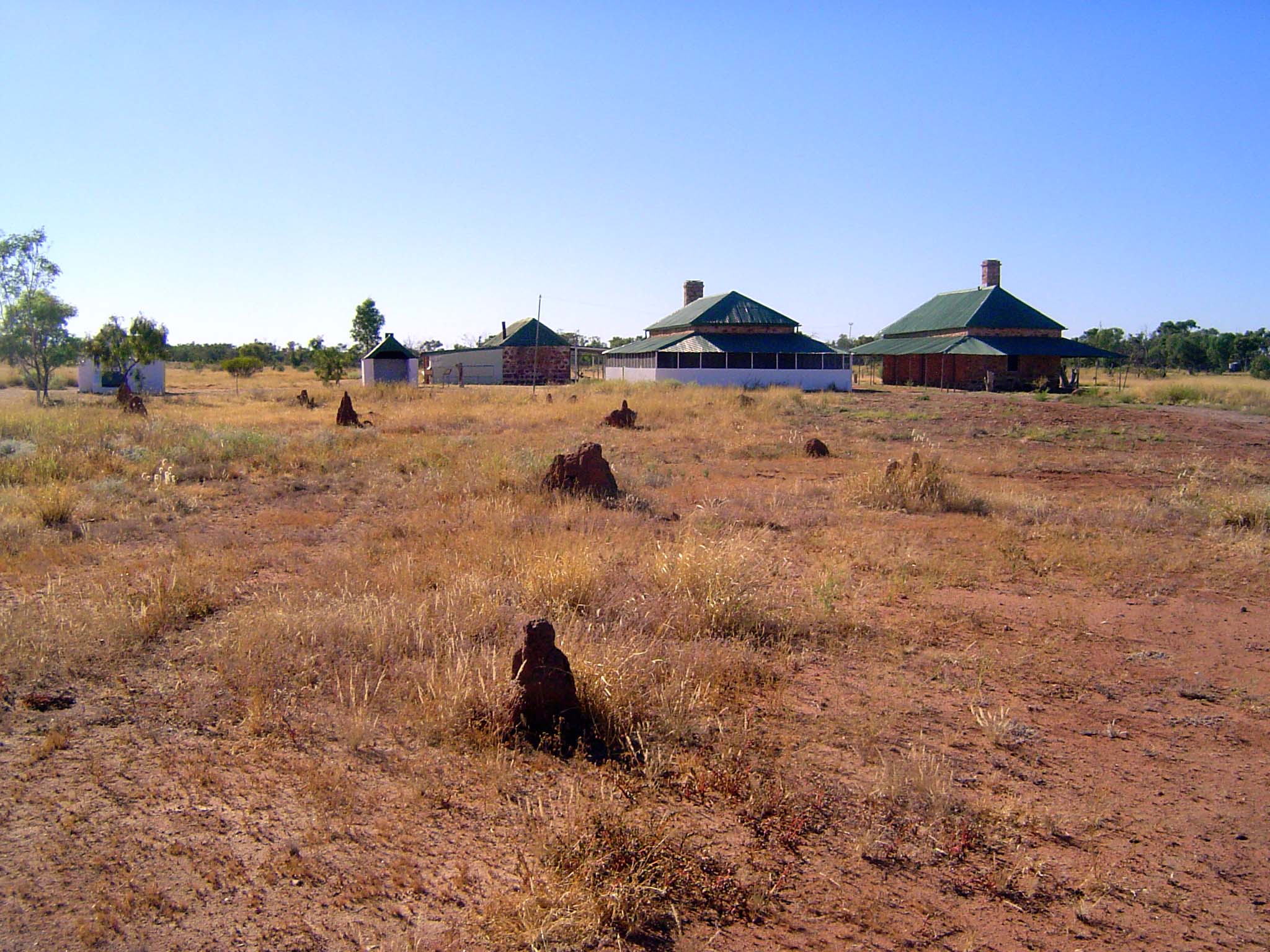 The Tennant Creek telegraph station, with a root cellar on the left, then a kitchen, a residence for the station master, and the office itse