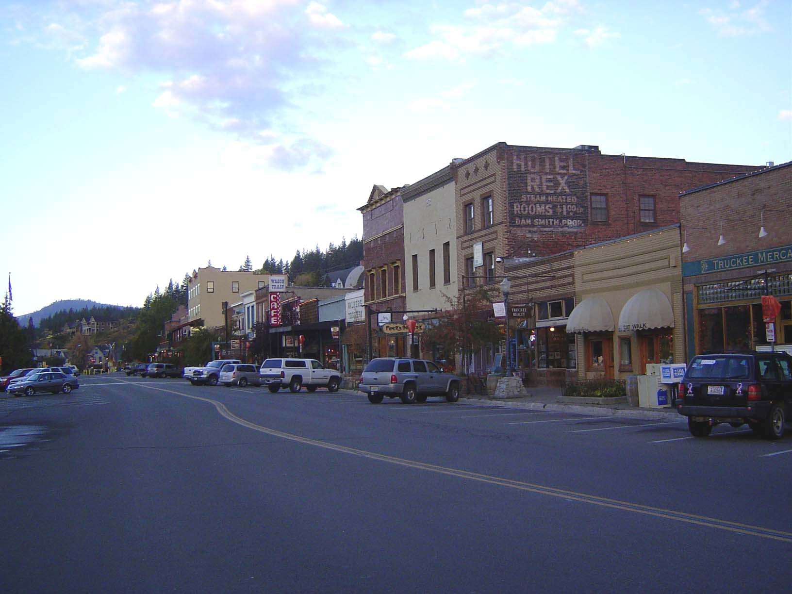 Main Street early in the morning: Truckee, too, has discovered money in them thar tourists.