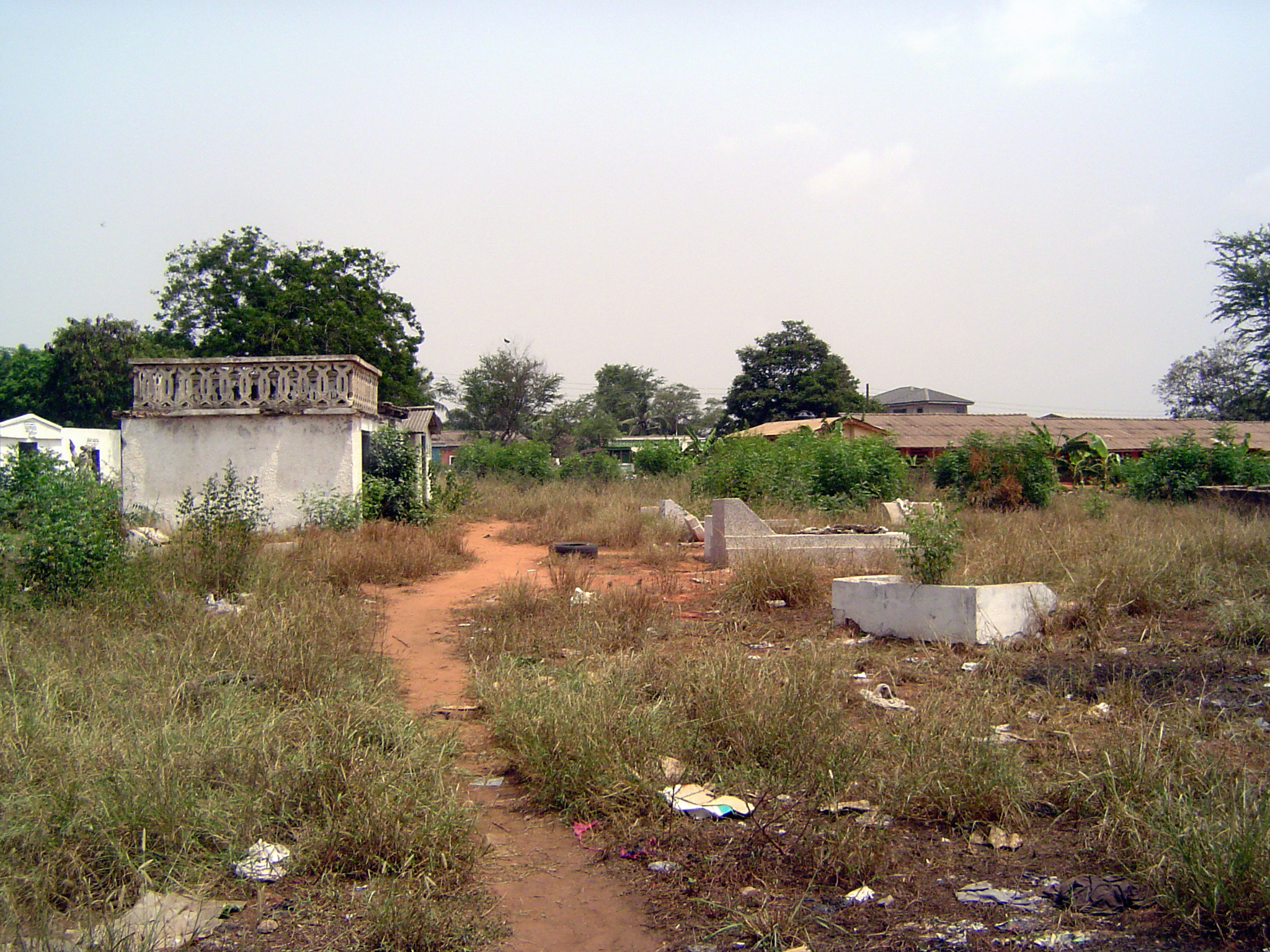 In the middle of the neighborhood, a cemetery.
