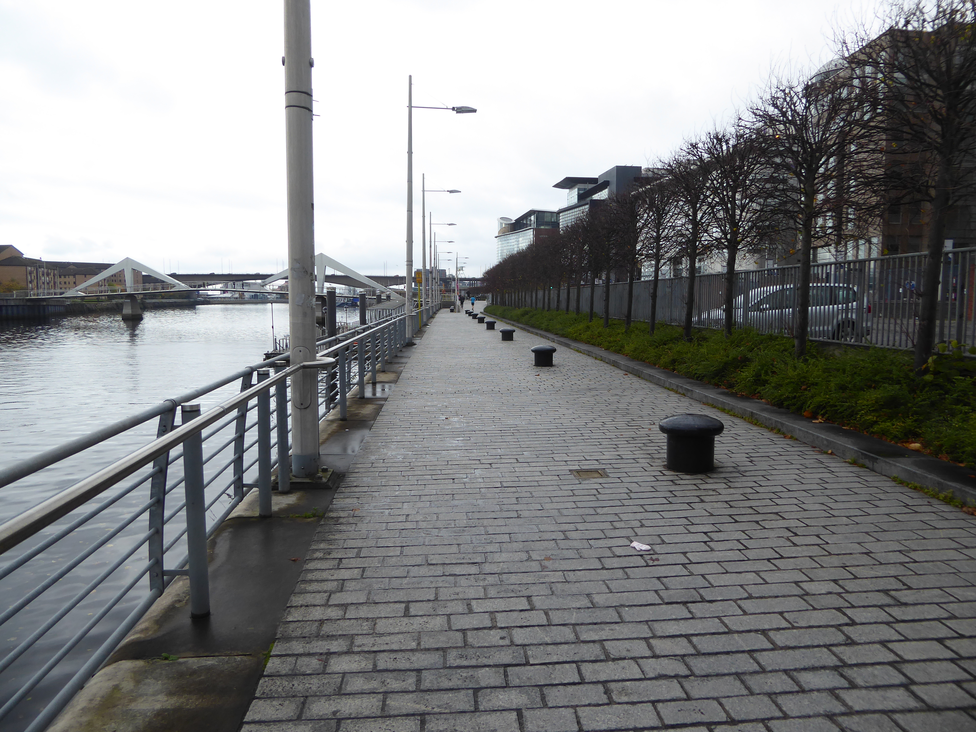 Old bollards survive along the Glasgow side, but no big ship has tied up since 2009, when ocean-going ships were permanently blocked by the