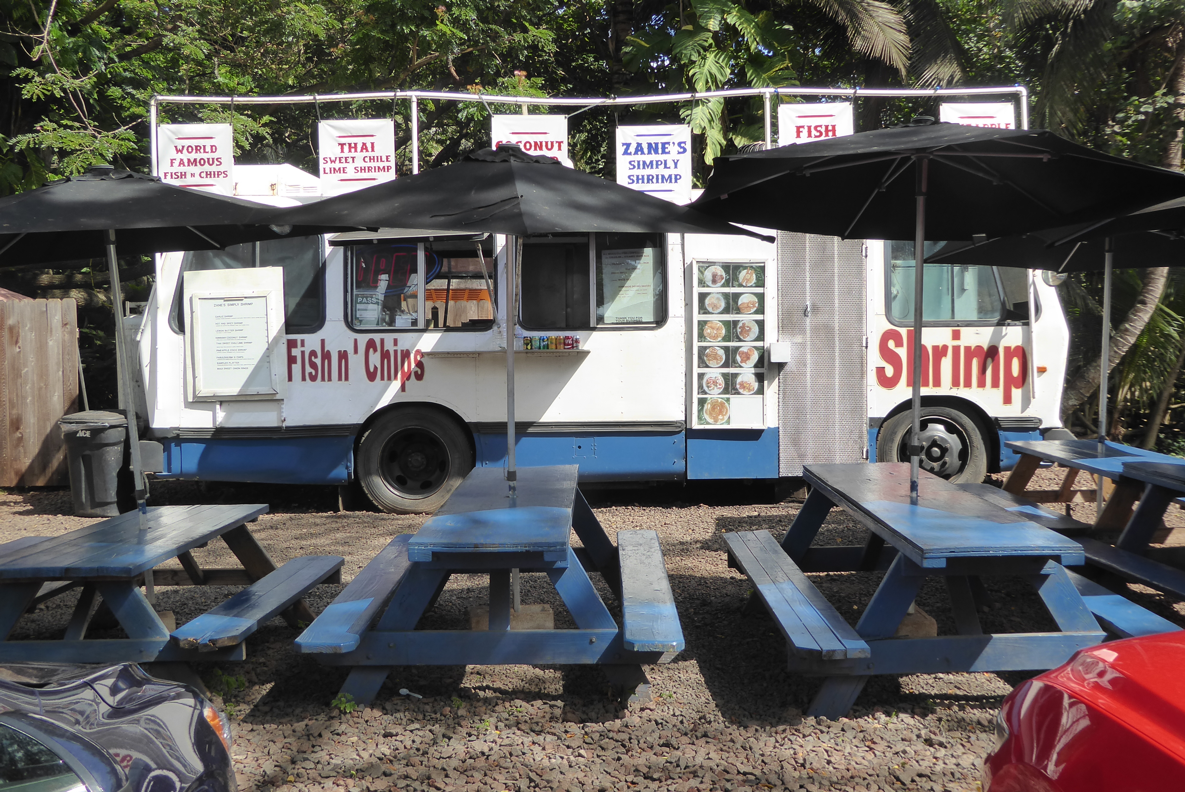 Still, tourists come, and they're always hungry. We're in Haleiwa.