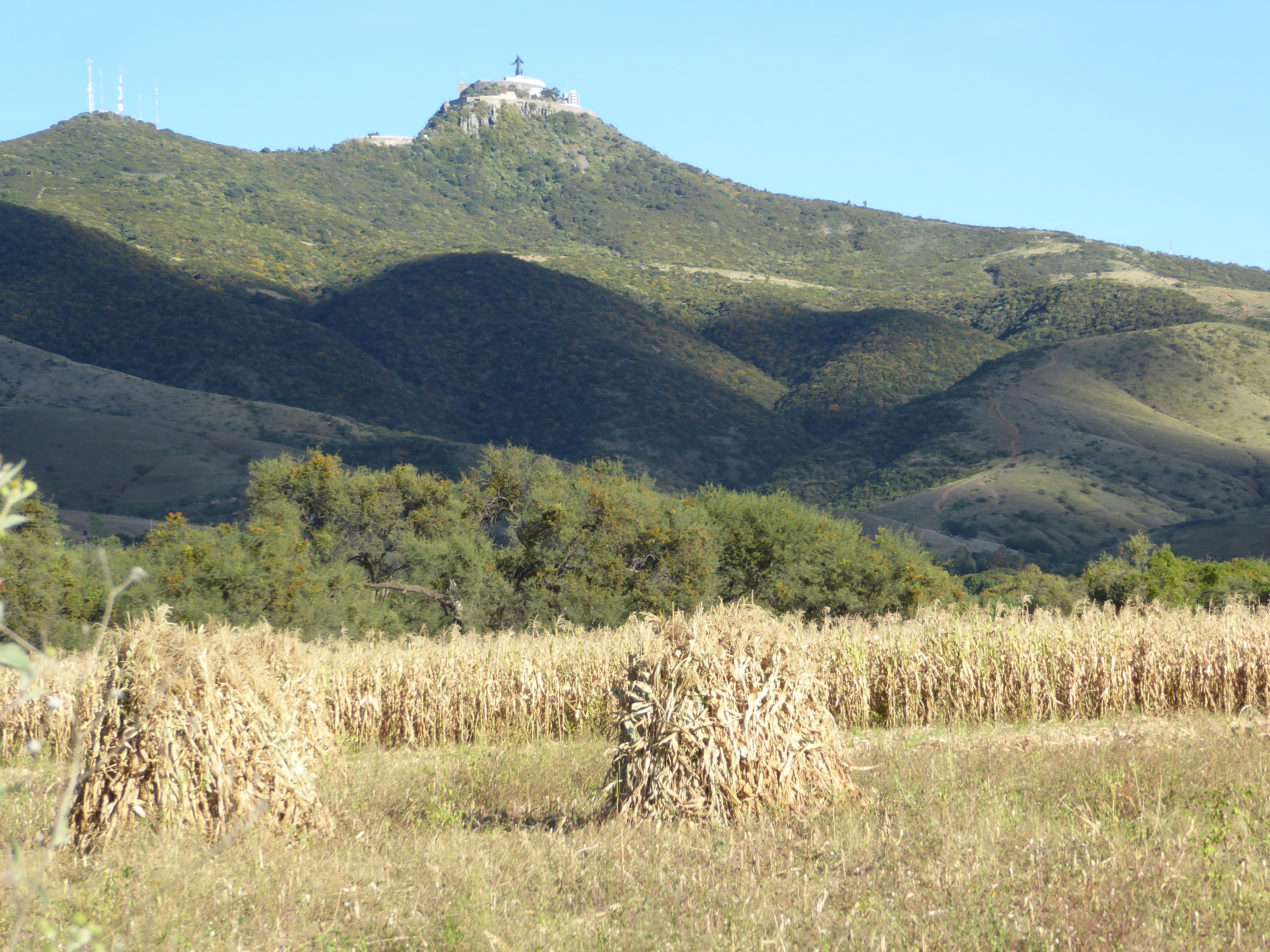 We're back to the Cerro del Cubilete. Up top, at 8,900 feet, the shrine of Cristo Rey was erected in 1944 in a statement of victory over the